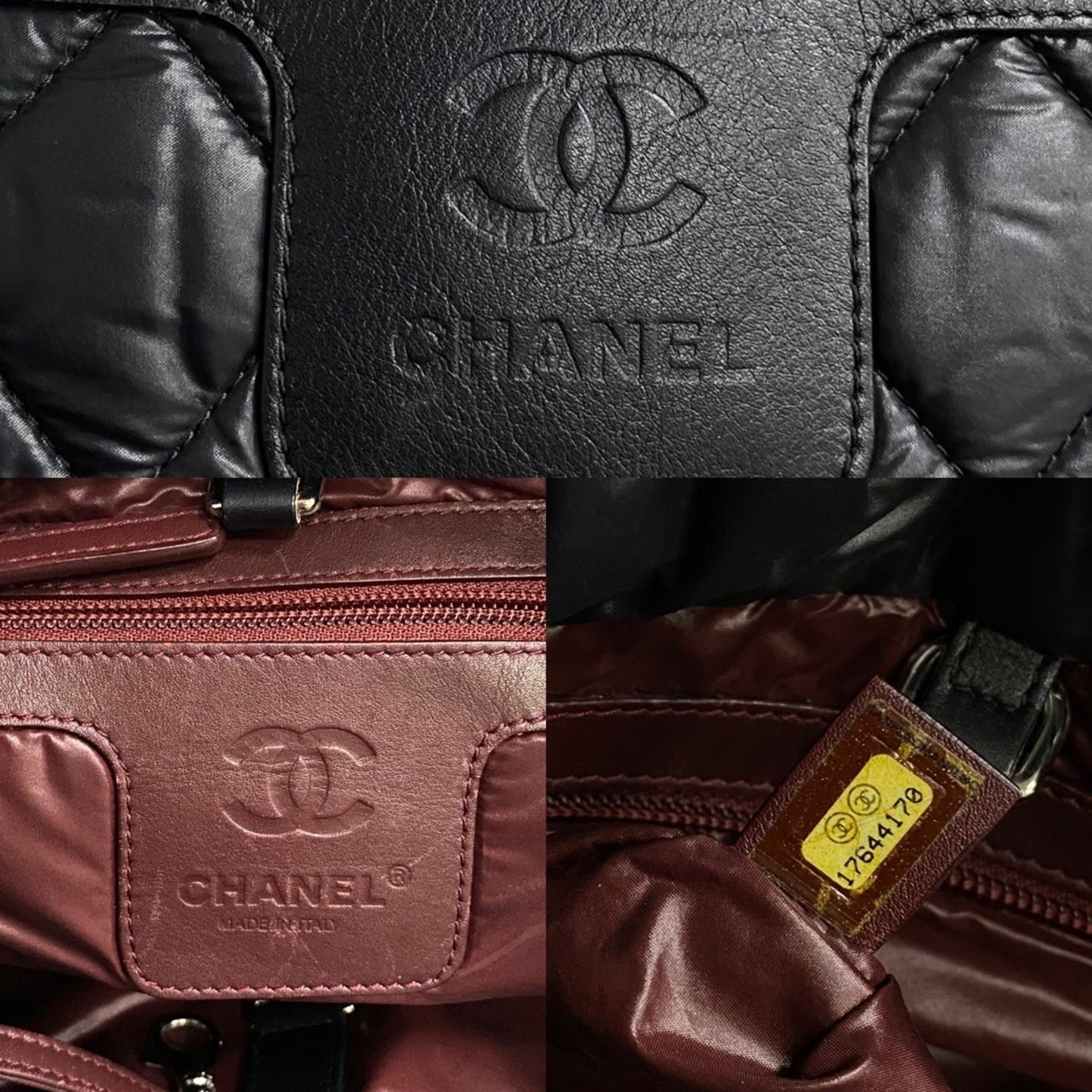 Chanel Coco Cocoon Mark Nylon Handbag Mini Tote Bag Black 22798