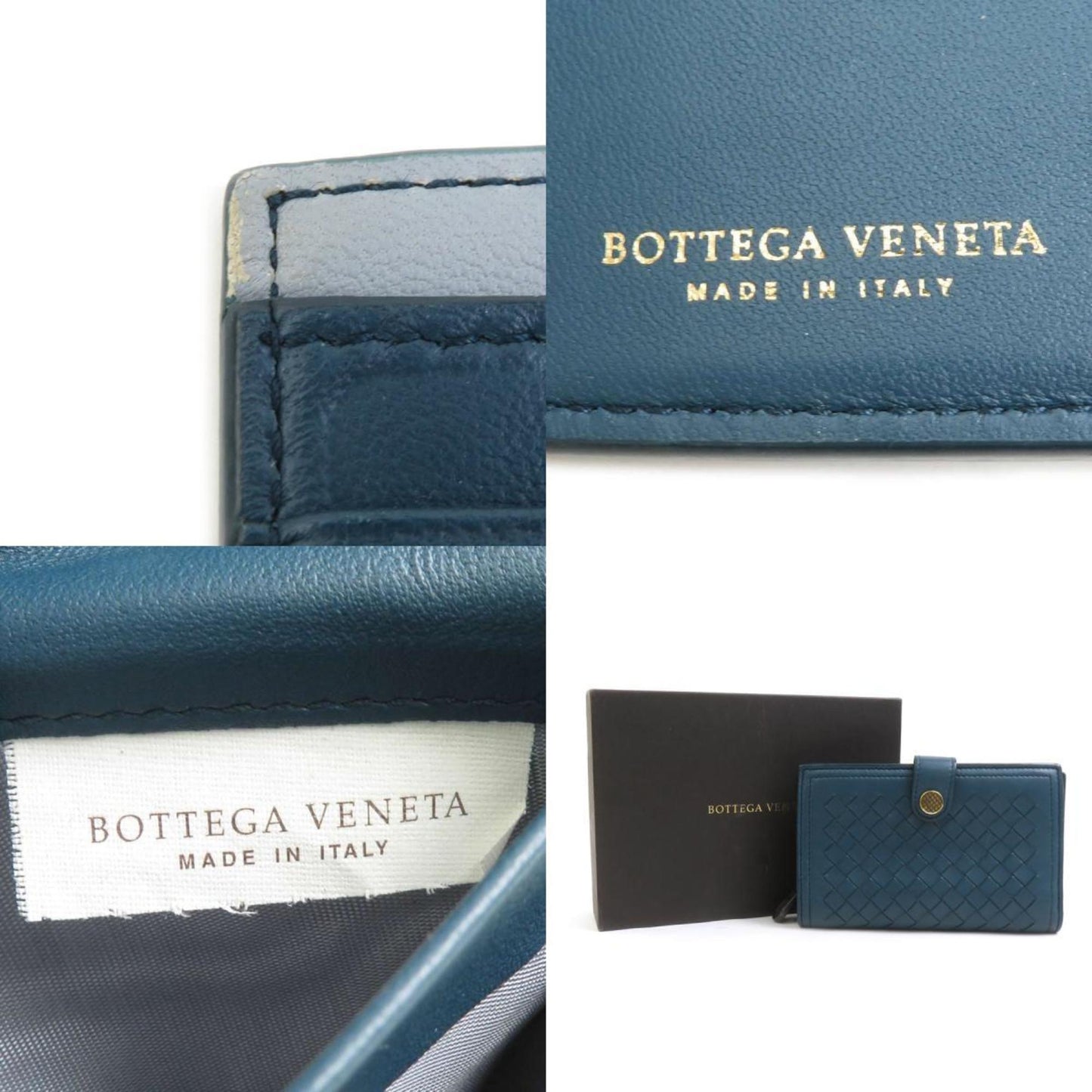 Bottega Veneta Bifold Wallet In Intrecciato Leather Green-Blue For Men And Women