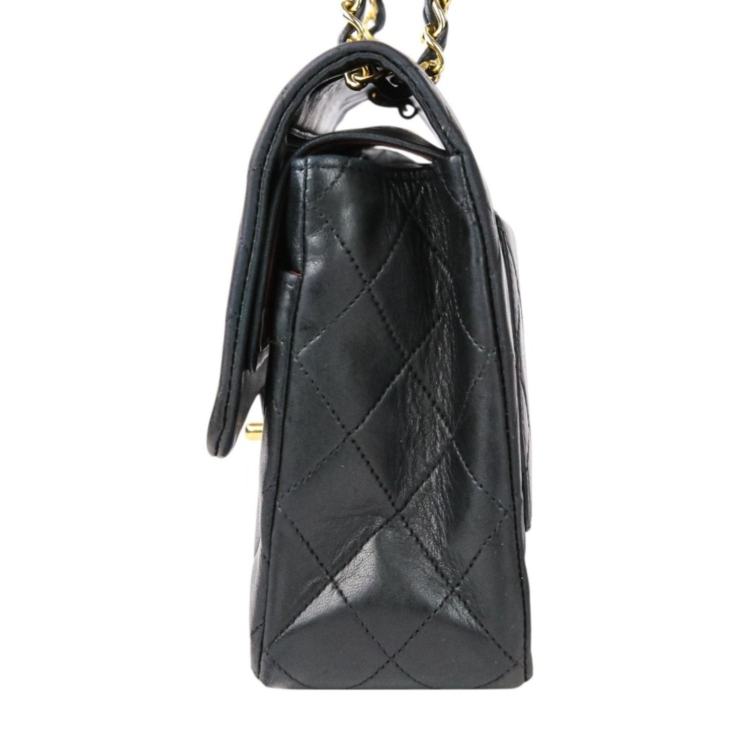 Chanel Chanel Matelasse 25 Double Flap Coco Mark Lambskin Quilted Shoulder Bag Black