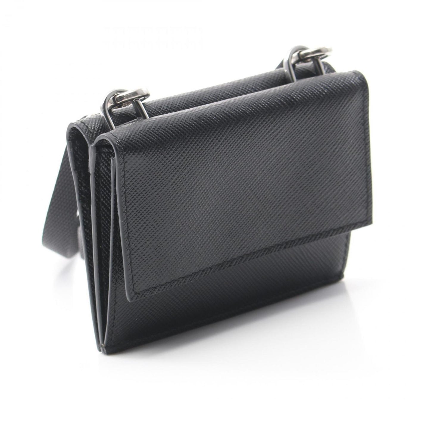 Prada Saffiano Triang Business Card Holder/Card Case Saffiano Leather