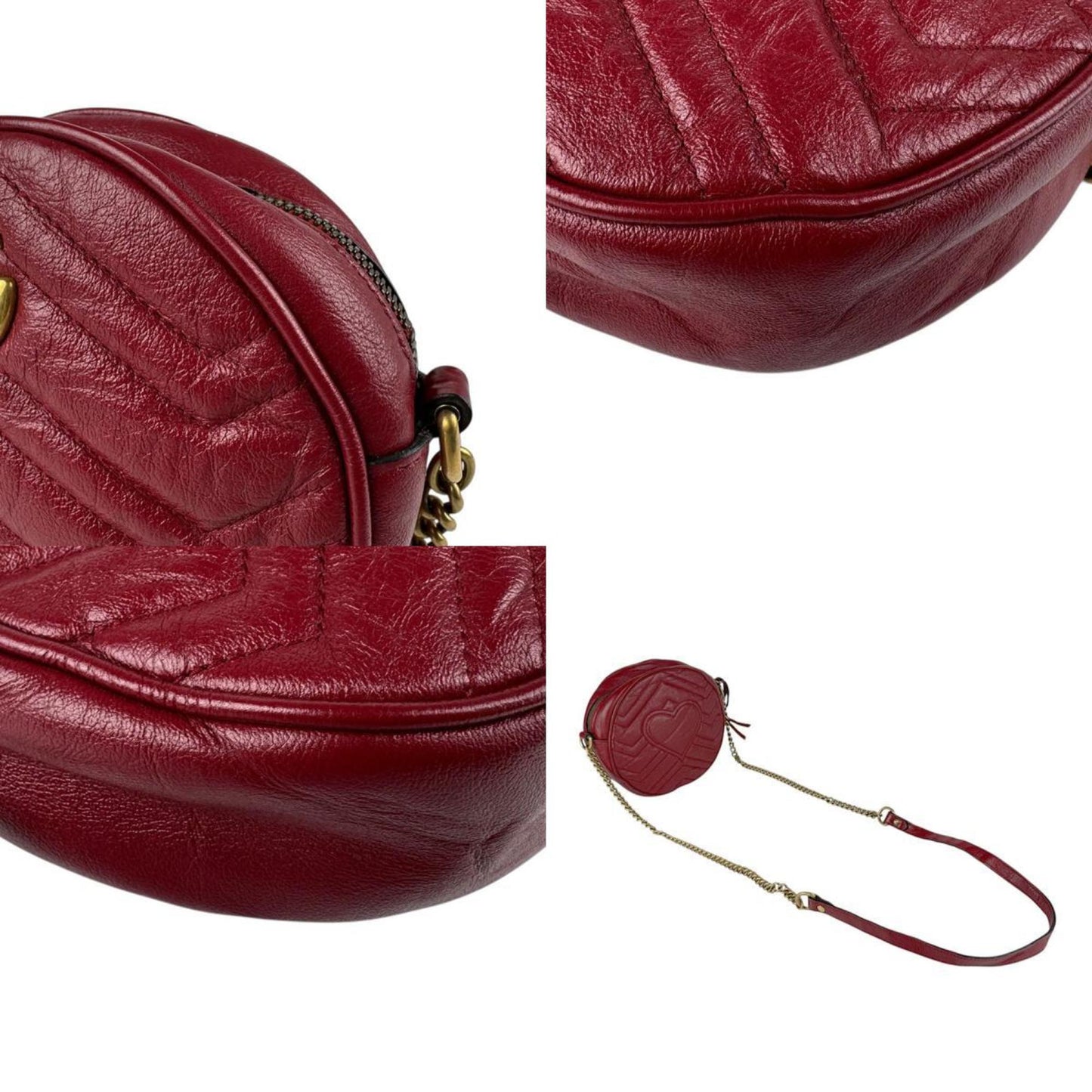 Gucci Shoulder Bag Gg Marmont Leather Red