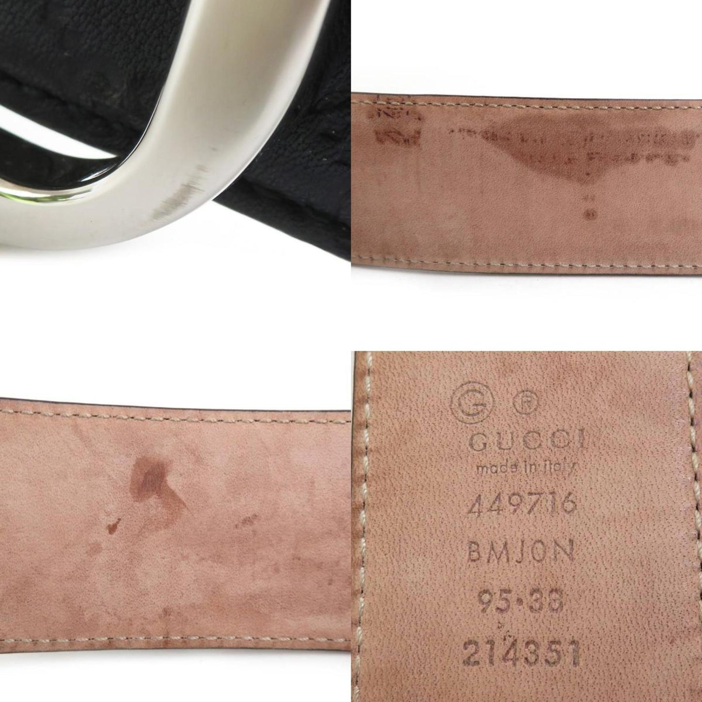 Gucci Belt Micro Guccissima Leather Metal Navy Silver