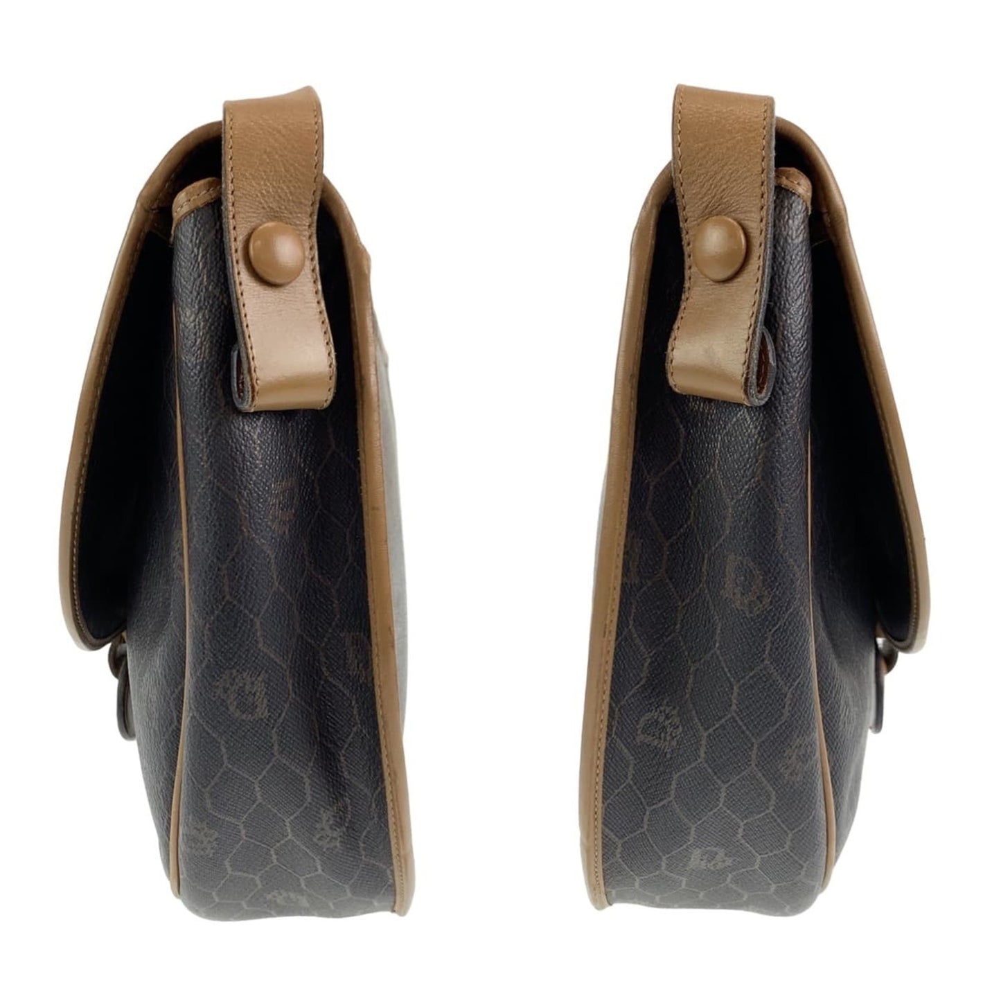 Christian Dior Vintage Honeycomb Pattern Brown Gold Hardware Leather Shoulder Bag Pochette