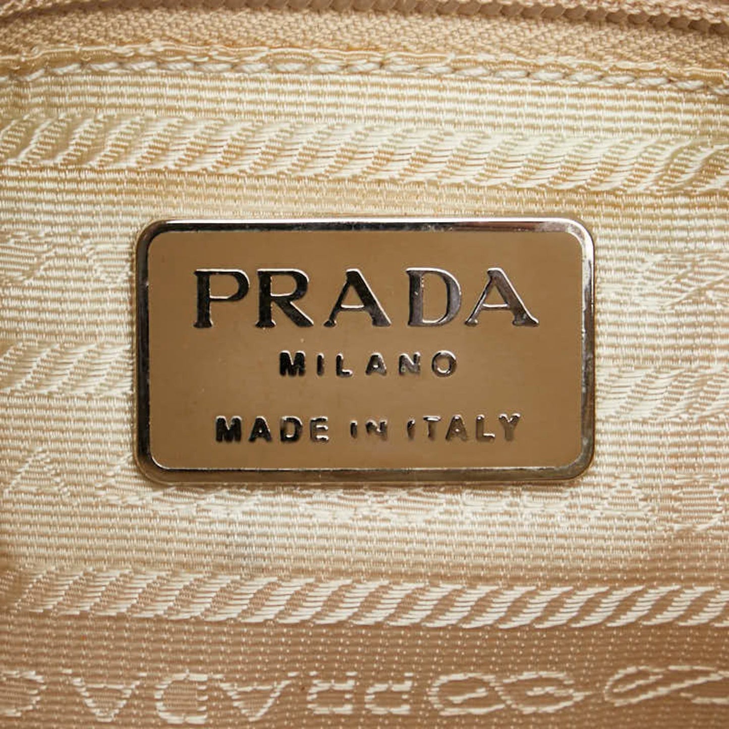 Prada Chain Shoulder Bag B4590 Beige Lino Leather Nylon