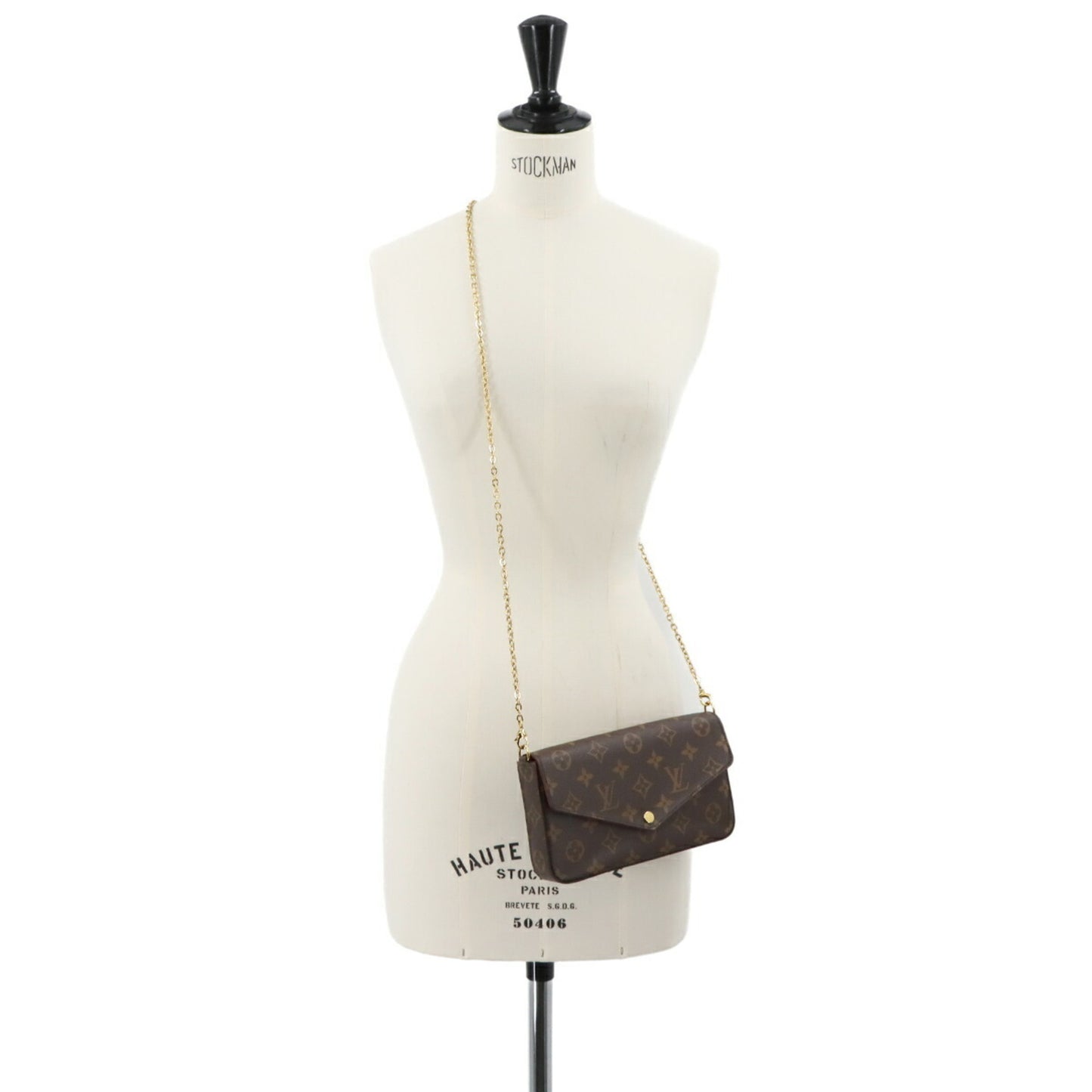 Louis Vuitton Monogram Felicie Pochette Chain Wallet In Brown Fuchsia