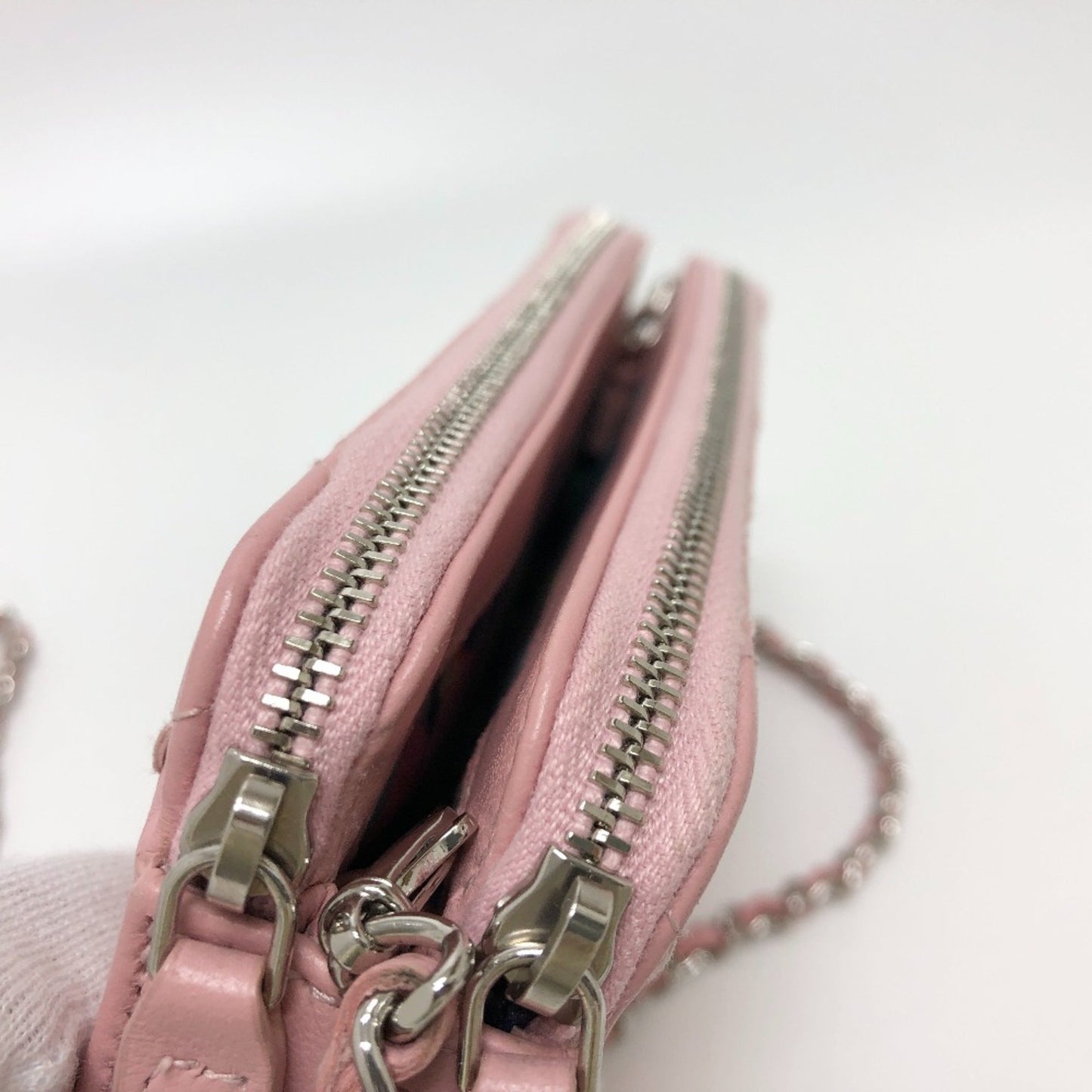 Chanel A82527 Cc Mark Chain Wallet Long Wallet Shoulder Bag Pink Lining Multicolore/Silverhardware