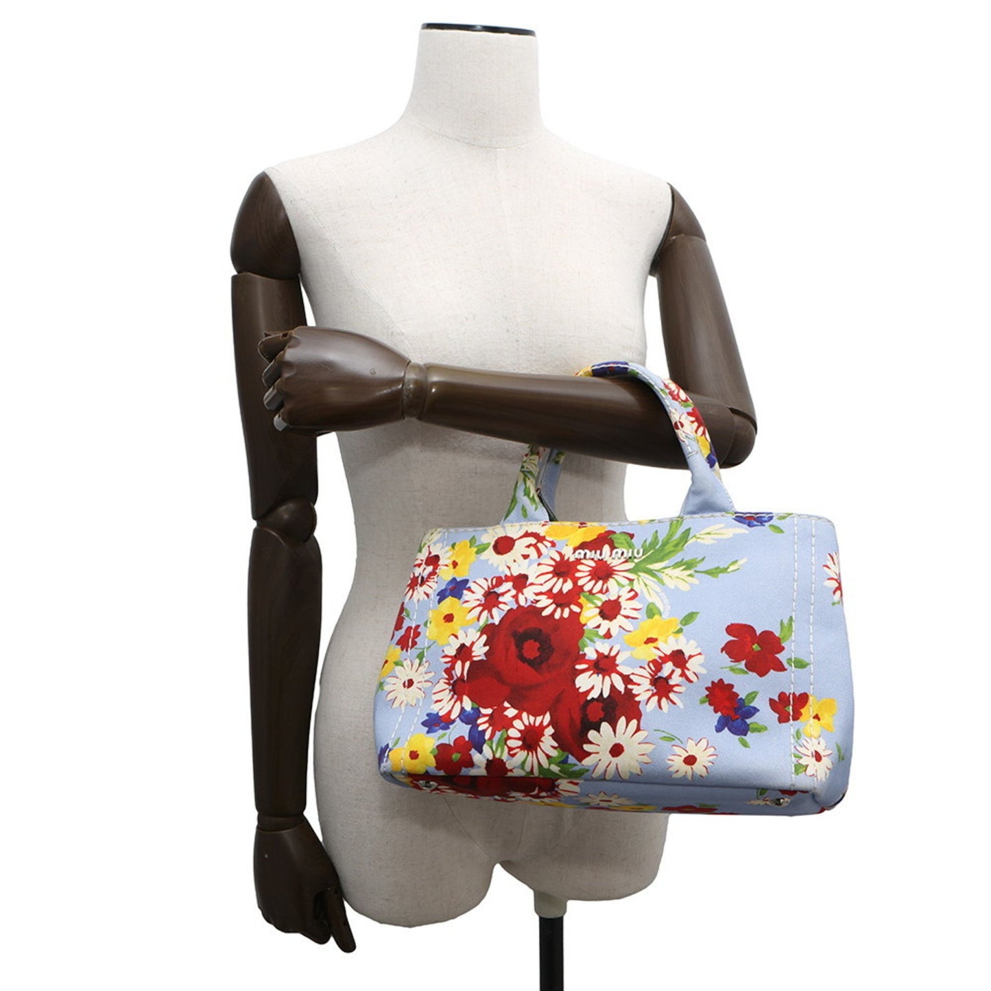 Miu Miu Miu Flower Canvas Handbag 5Bg439 2-Way