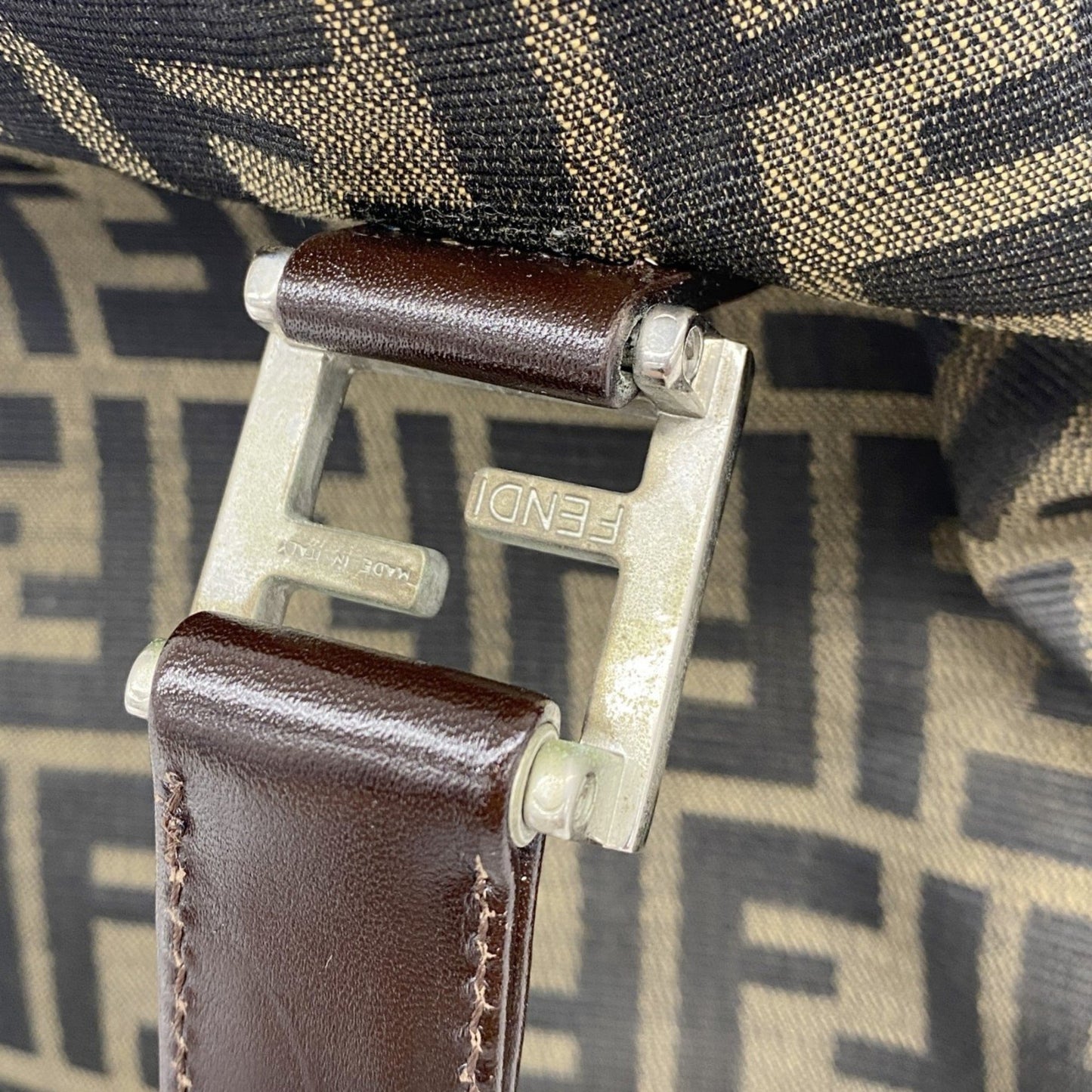 Fendi Zucca Nylon Canvas Handbag In Brown