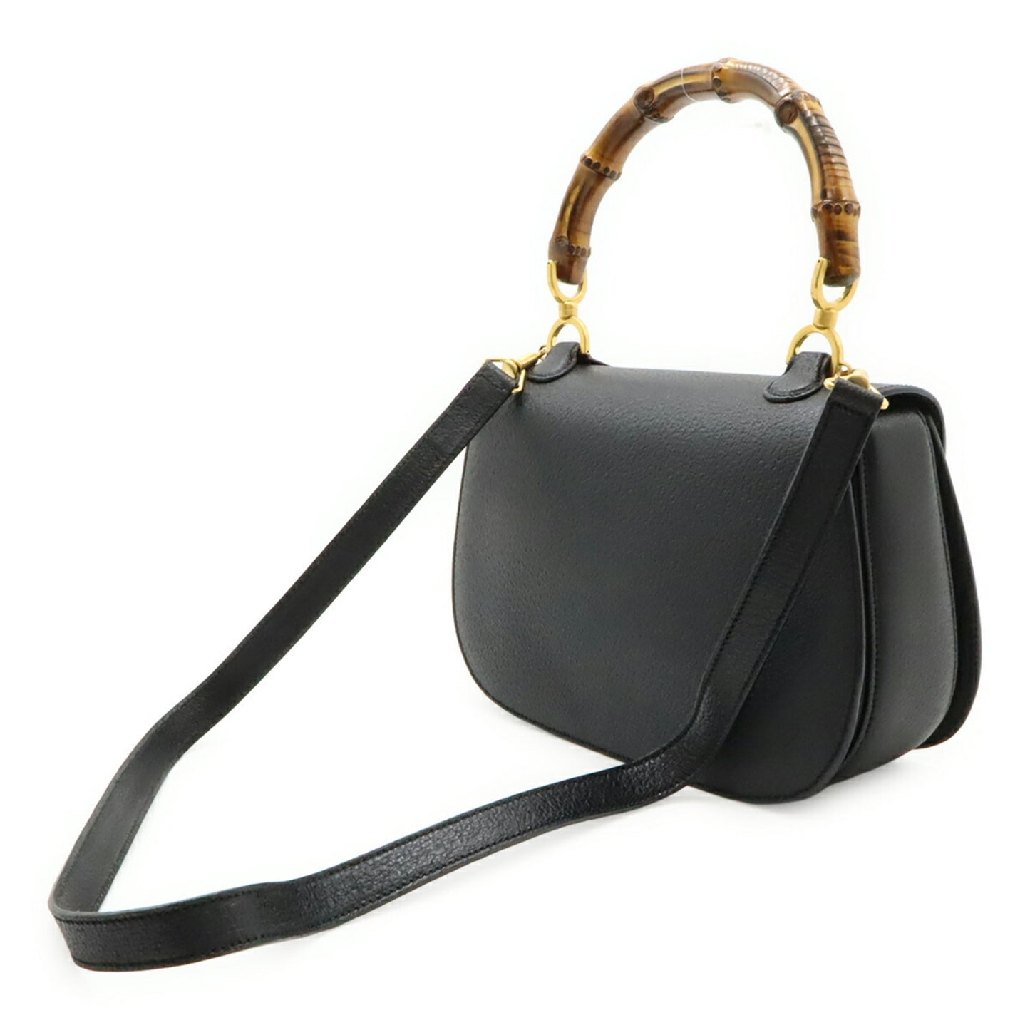 Gucci Bamboo Handbag/Shoulder Bag In Black Leather