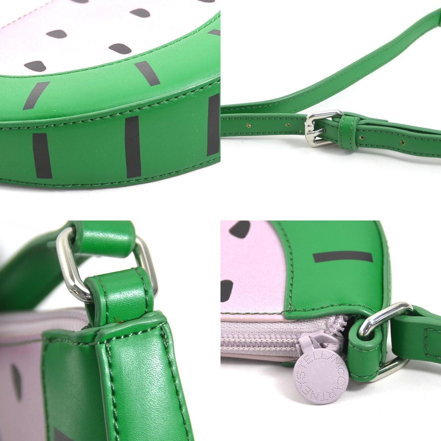 Stella Mccartney Shoulder Bag Watermelon Leather Green X Pink Black Kids H30795I