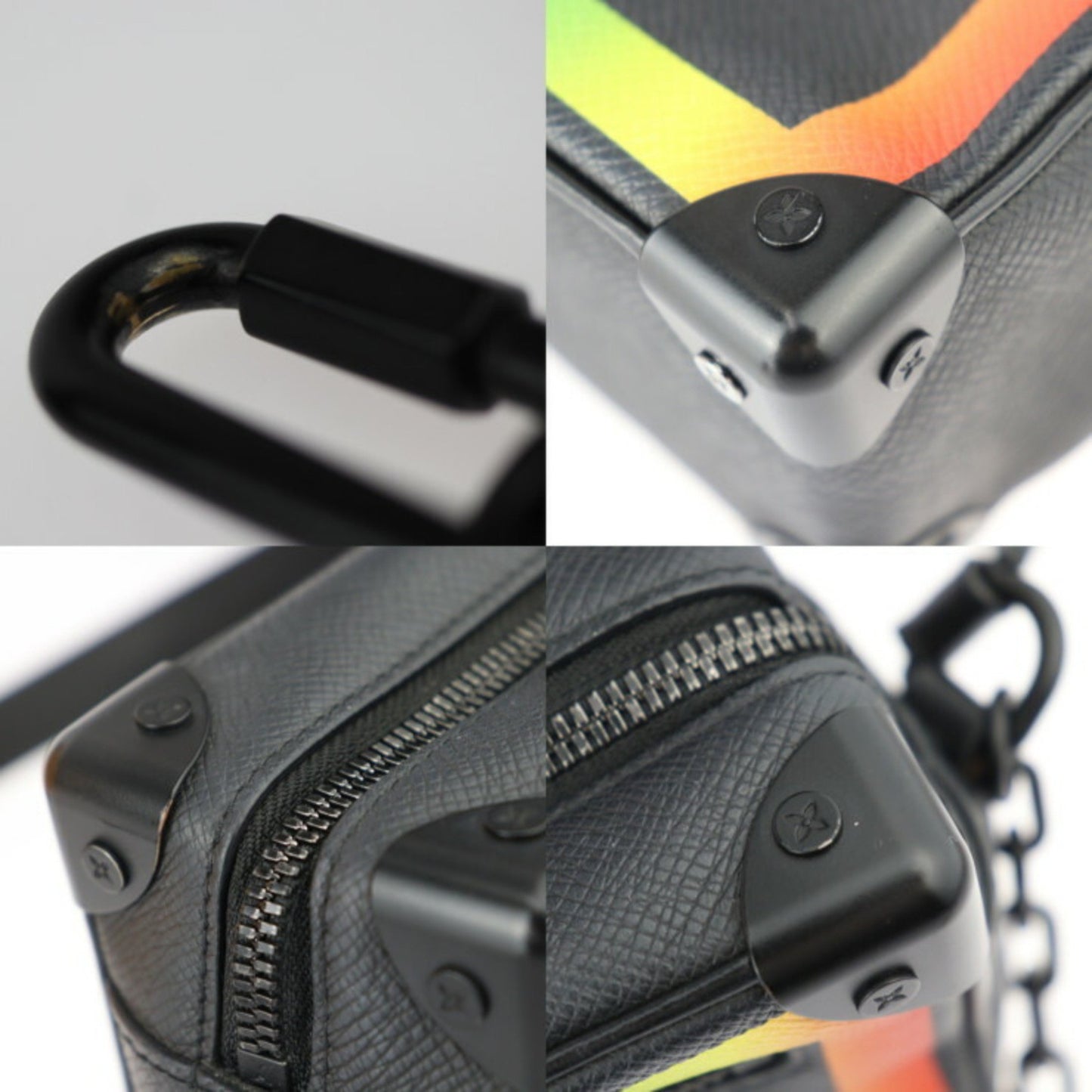 Louis Vuitton Louis Vuitton Mini Soft Trunk Taiga Shoulder Bag M30351 Leather Black Rainbow