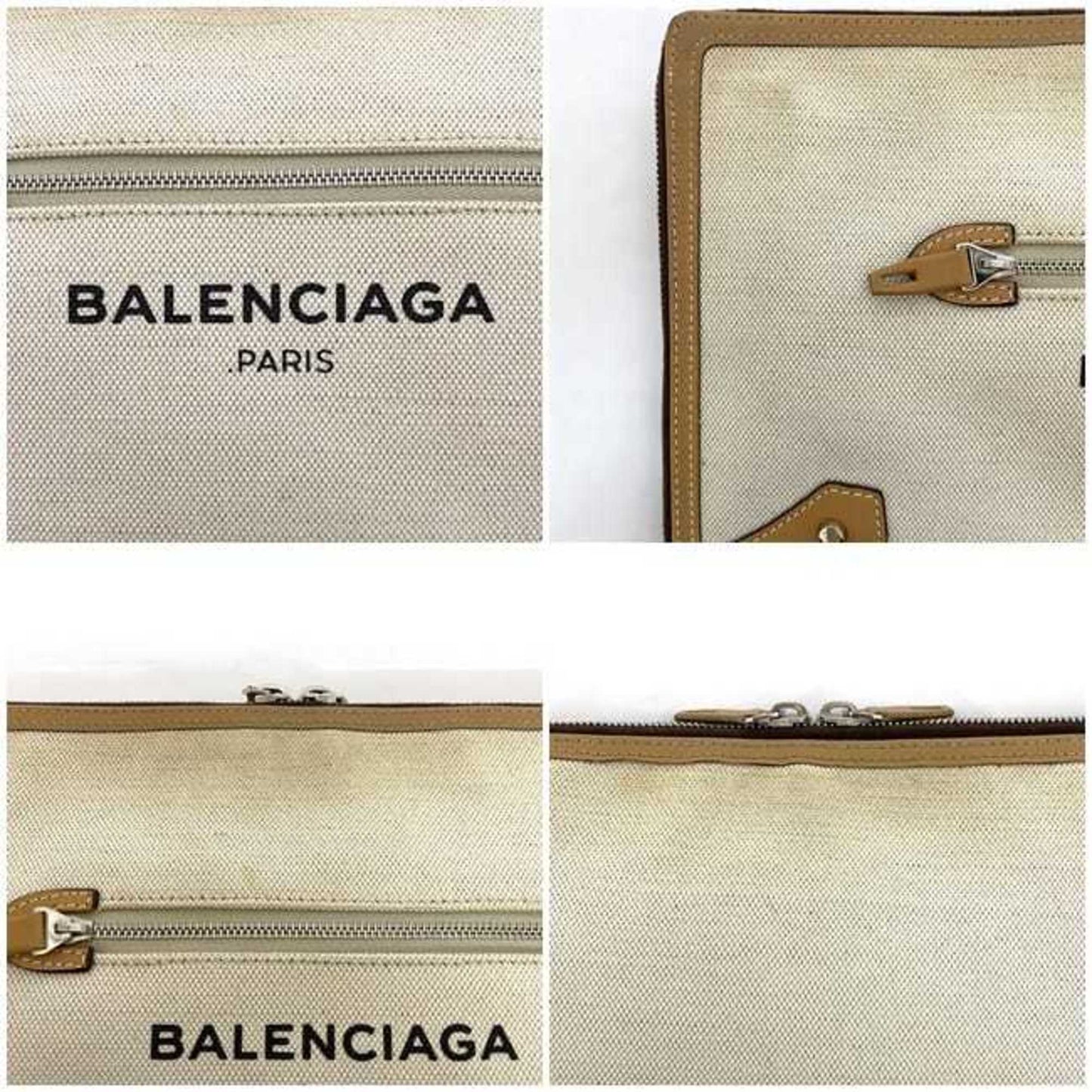 Balenciaga Clutch Bag Ec-22272 Beige Natural 419994 Handbag Canvas Leather 9260 D 535269 Balenciaga