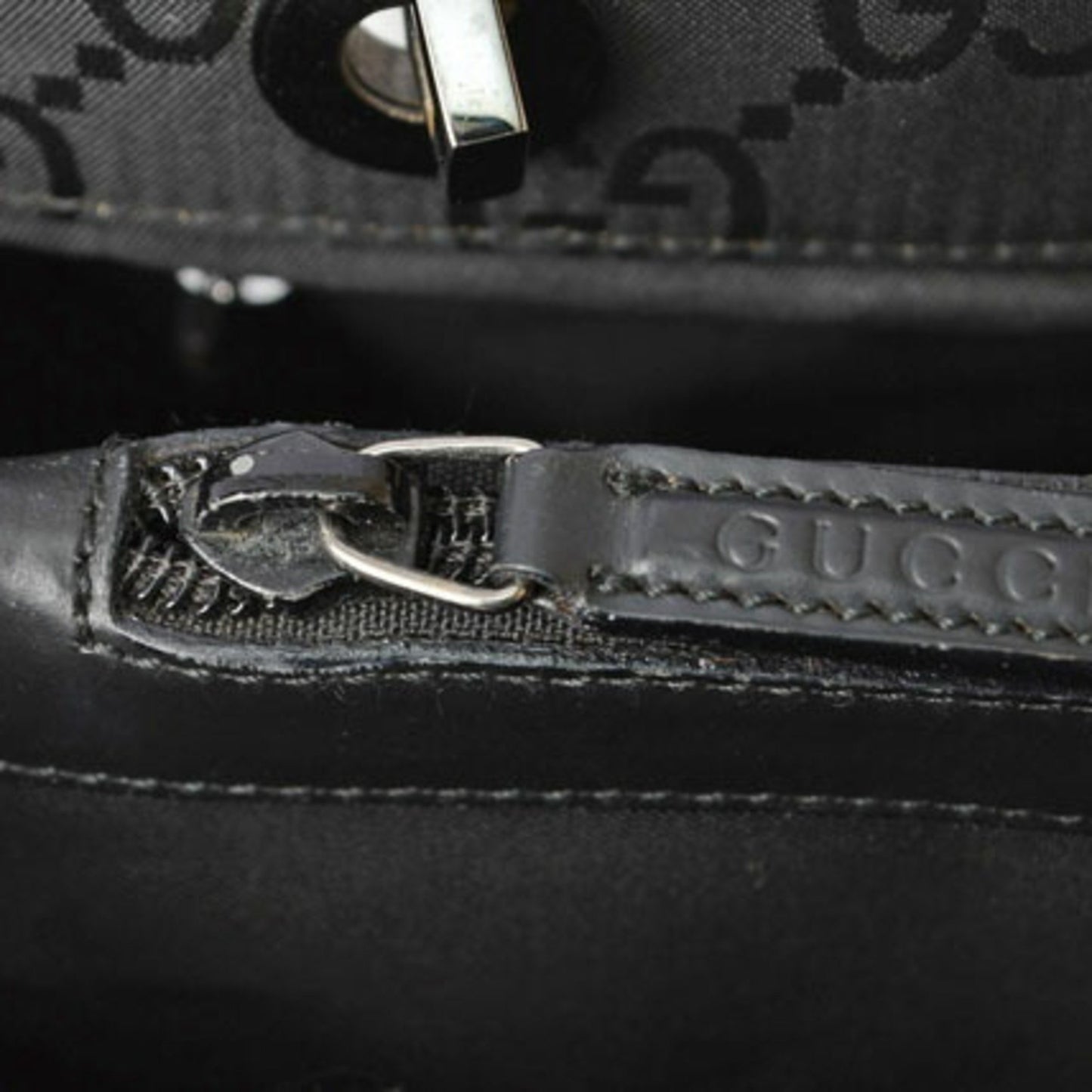 Gucci Handbag Tote Bag Bamboo 2Way Nylon Canvas Gg Black 002 1016