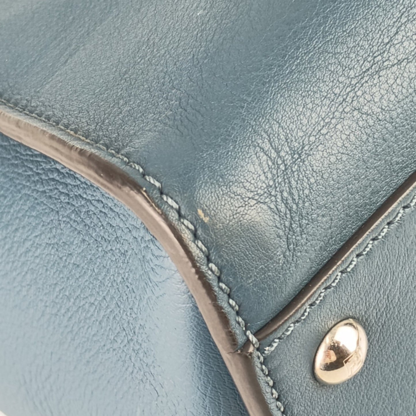 Fendi Tote Bag Peekaboo Large 8Bn210 Blue Leather