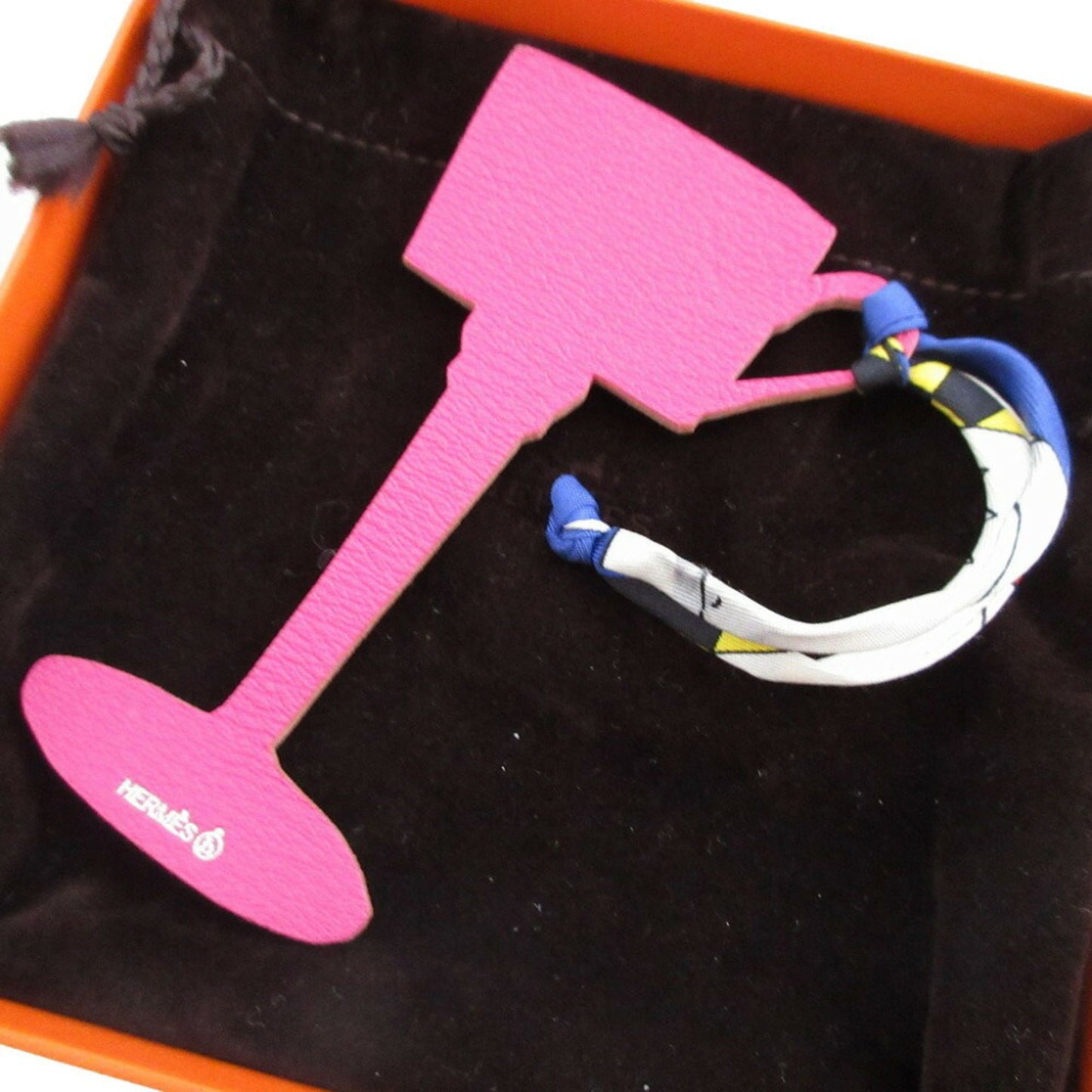 Like New Hermes Petite H Leather Brown Tea Pink Bag Charm Keychain 0467Hermes