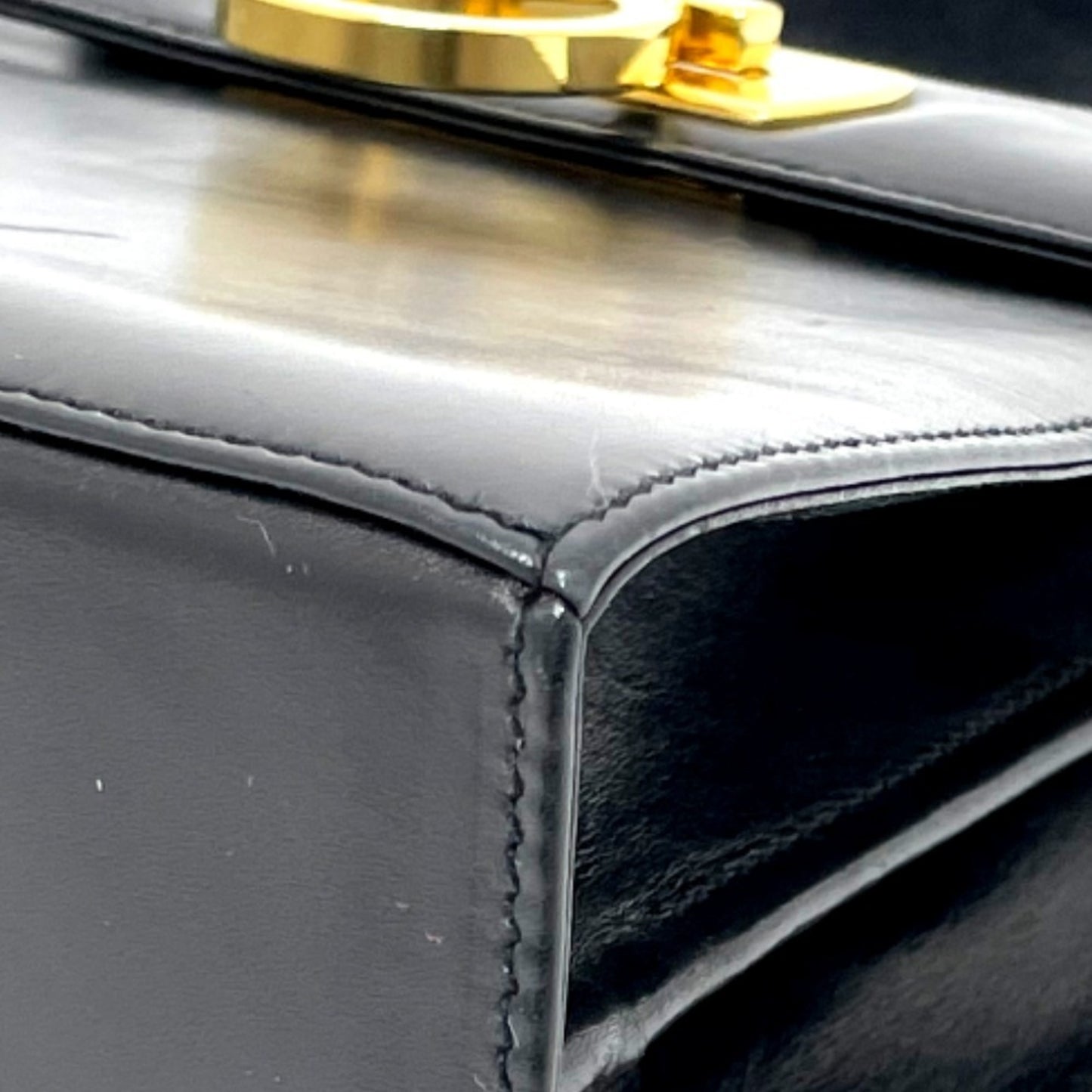 Salvatore Ferragamo Bx-212193 Gancini Bag 2Way Hand Bag Shoulder Bag Black Goldhardware