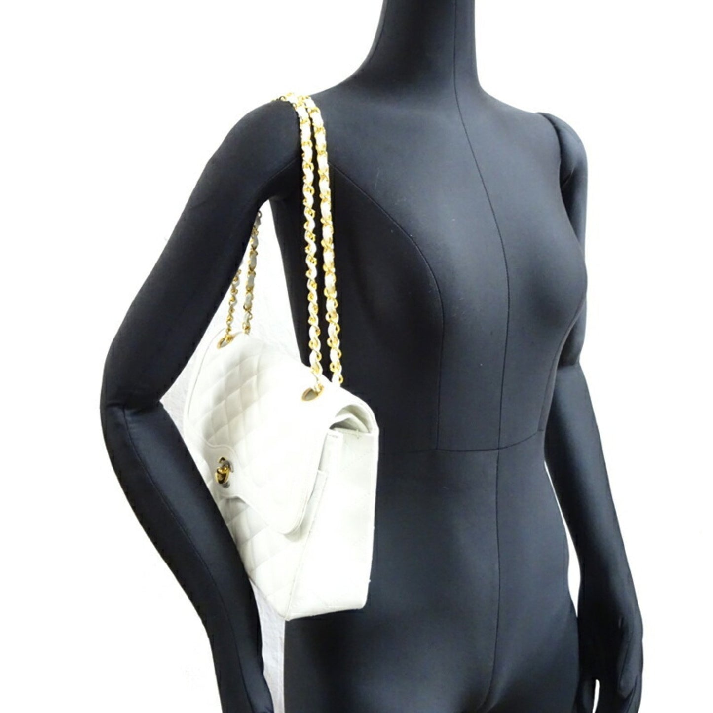 Chanel Paris Limited Edition Double Flap Shoulder Bag In White Lambskin