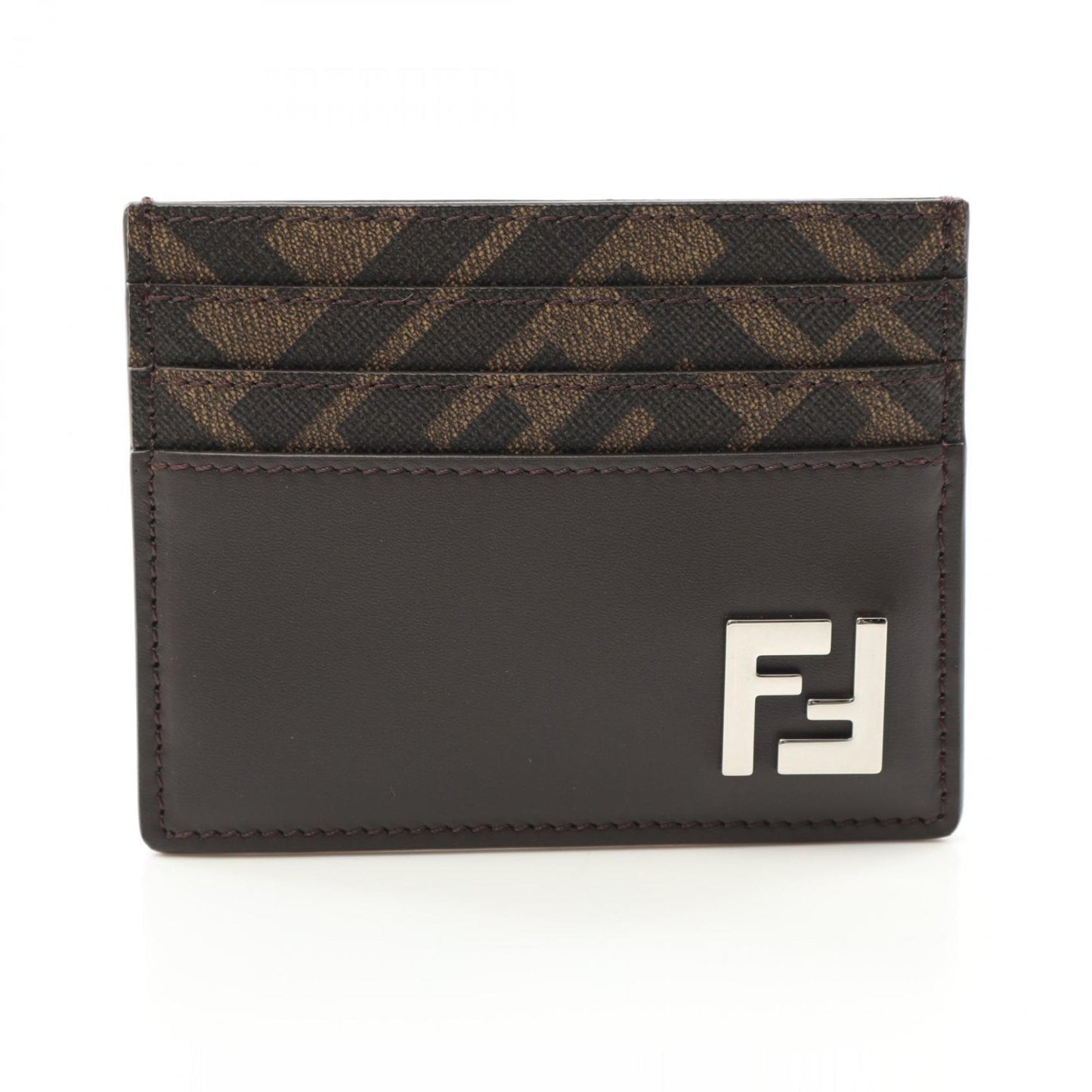 Fendi Ff Business Card Holder/Card Case Leather