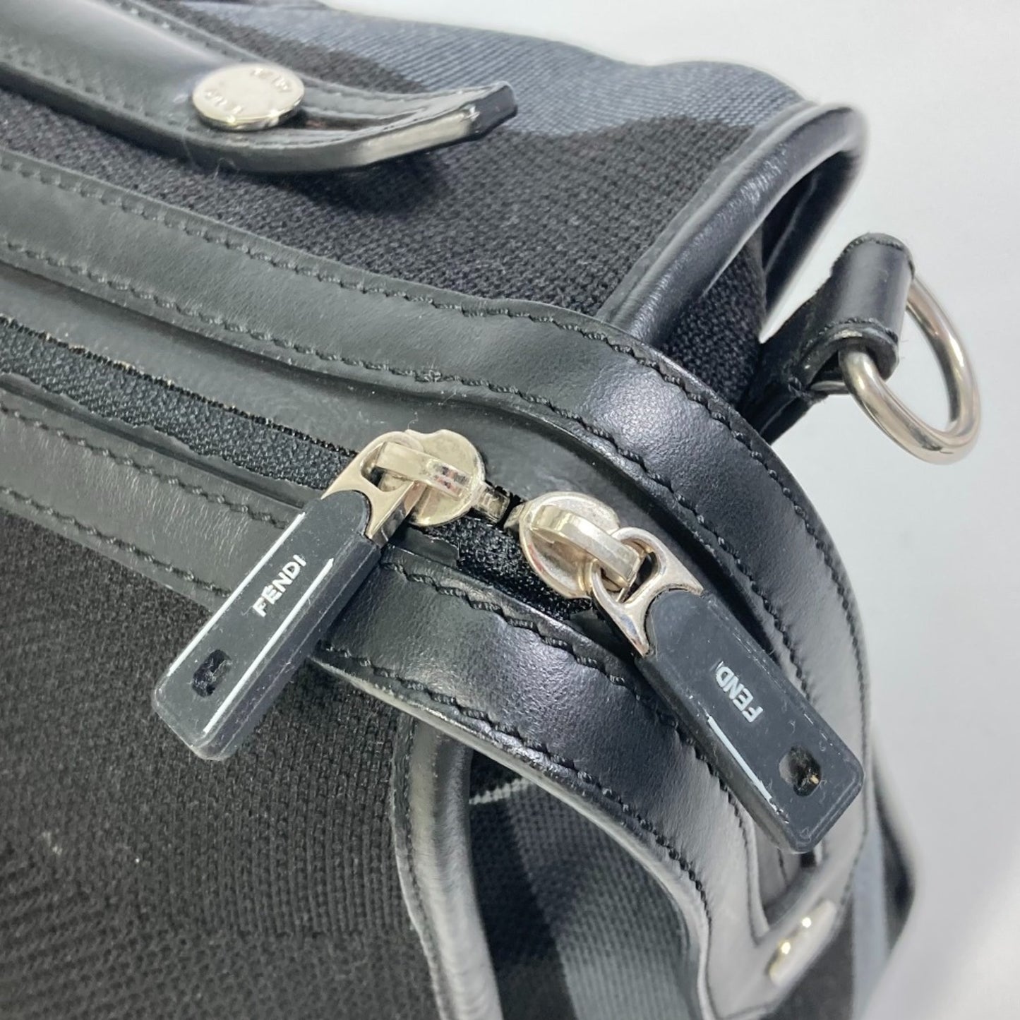 Fendi 7Va400 Logo Bag Hand Bag Business Bag Black /Gray