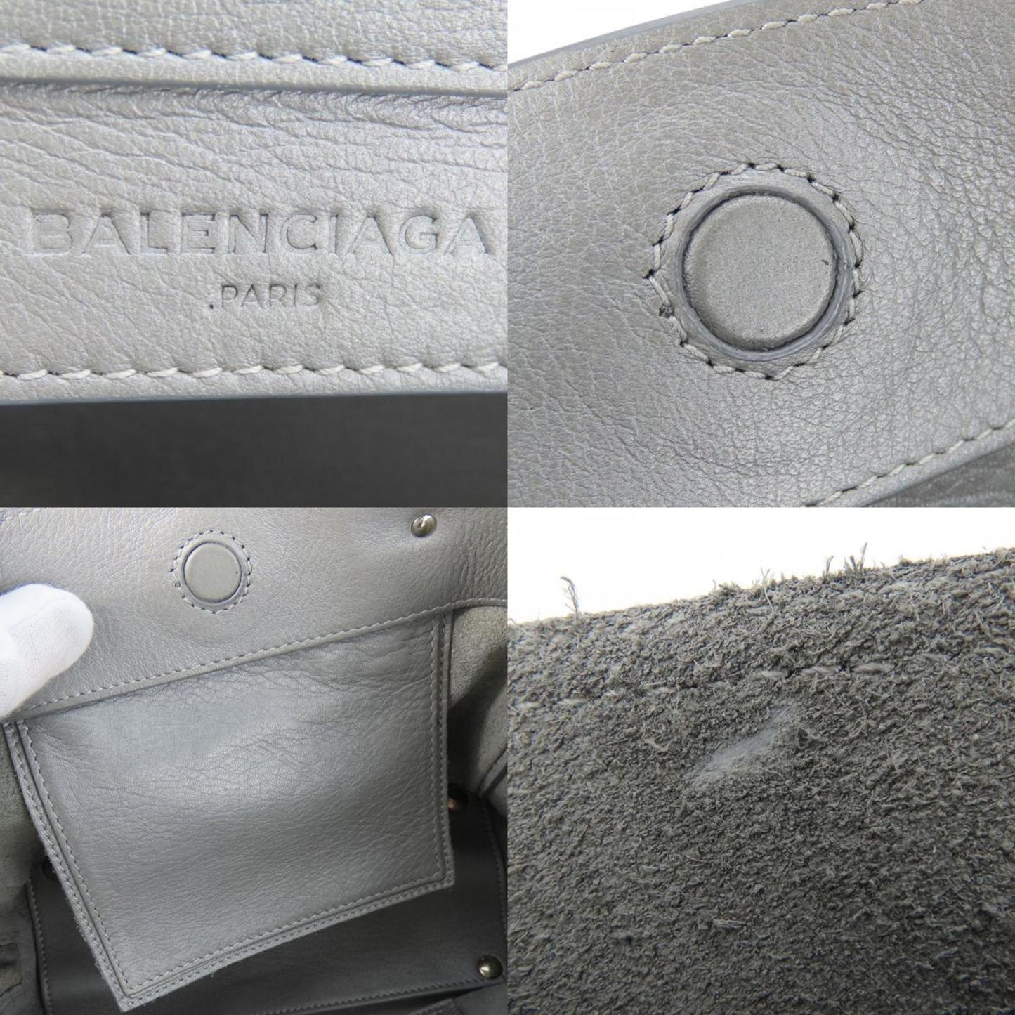Balenciaga Paper Handbag 357333 Leather Silver Shoulder