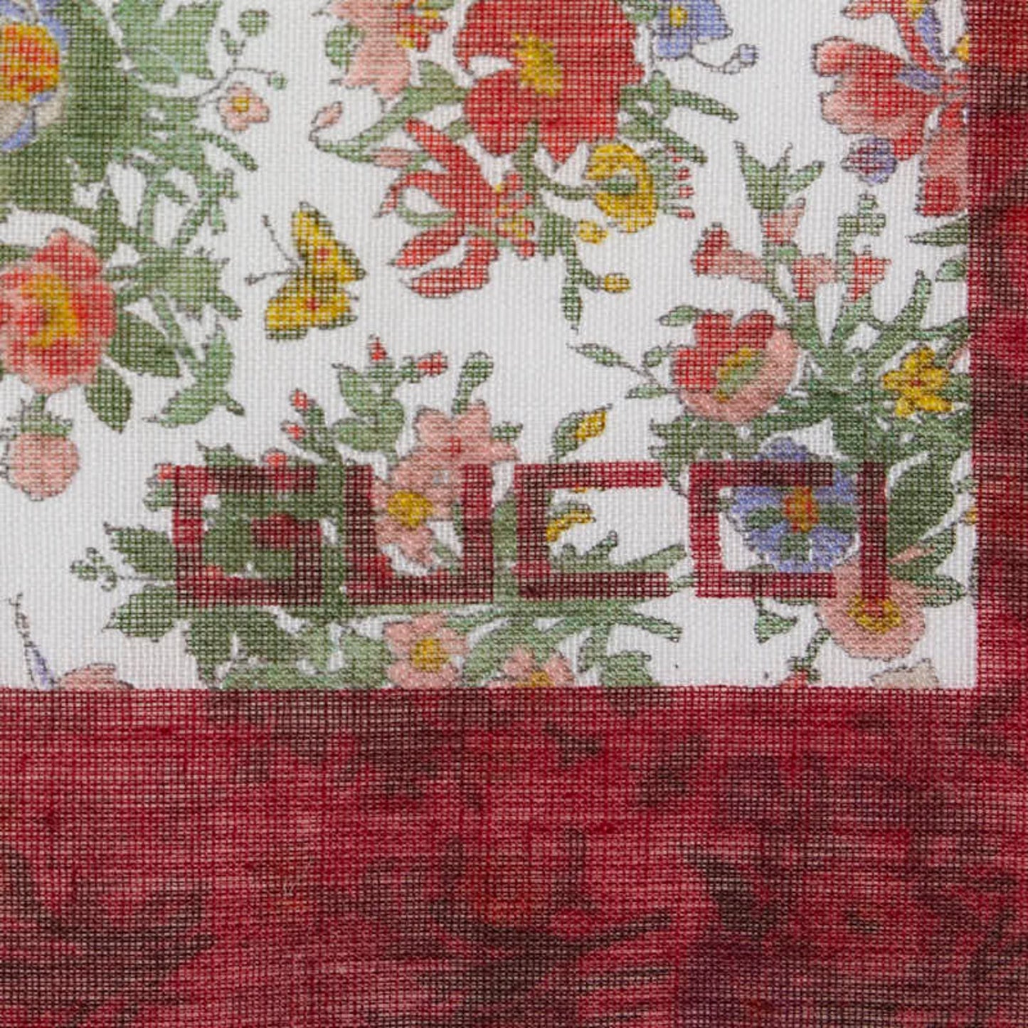 Gucci Floral Botanical Print Scarf/Muffler/Handkerchief In Red
