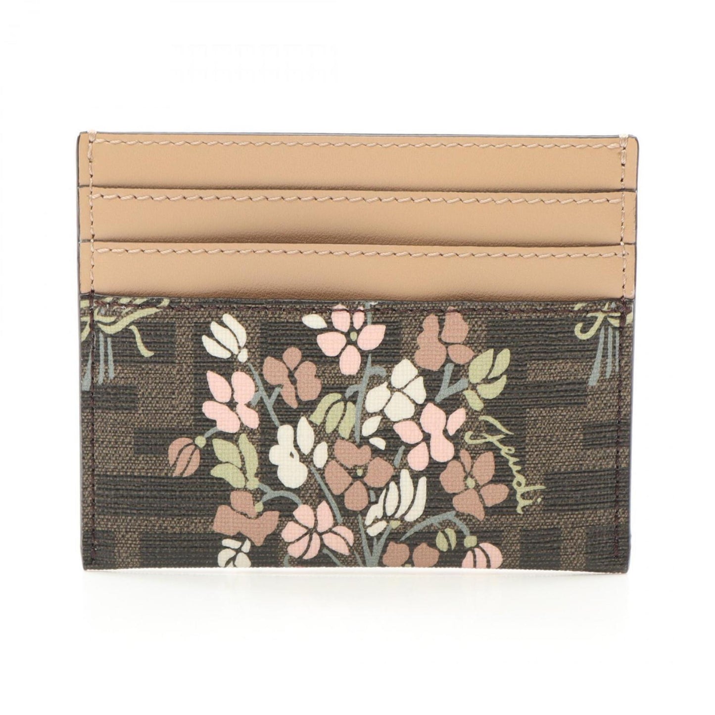 Fendi Business Card Holder/Card Case Coated Canvas Leather