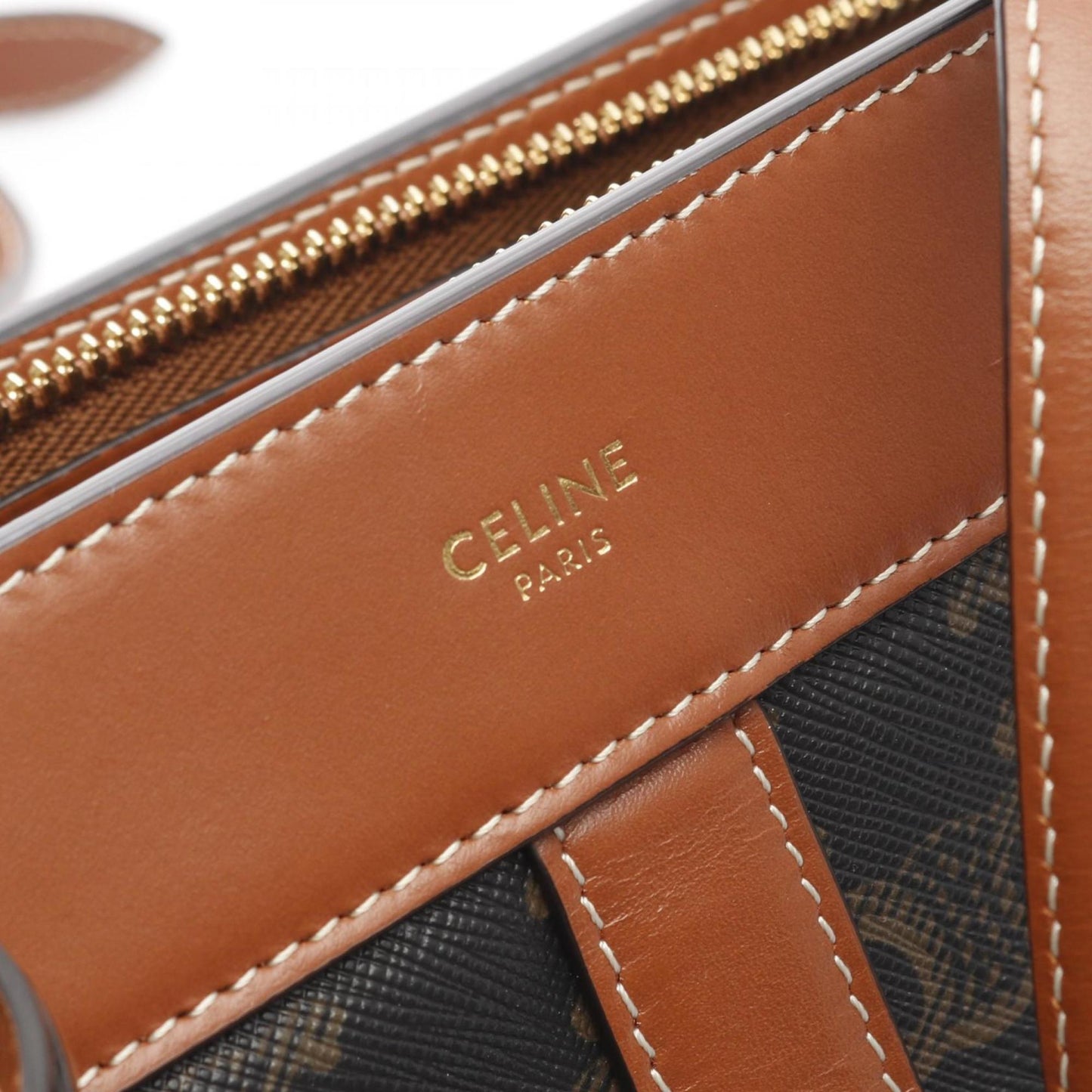 Celine Teen Cabadoux France Triomphe Shoulder Bag Coated Canvas Leather