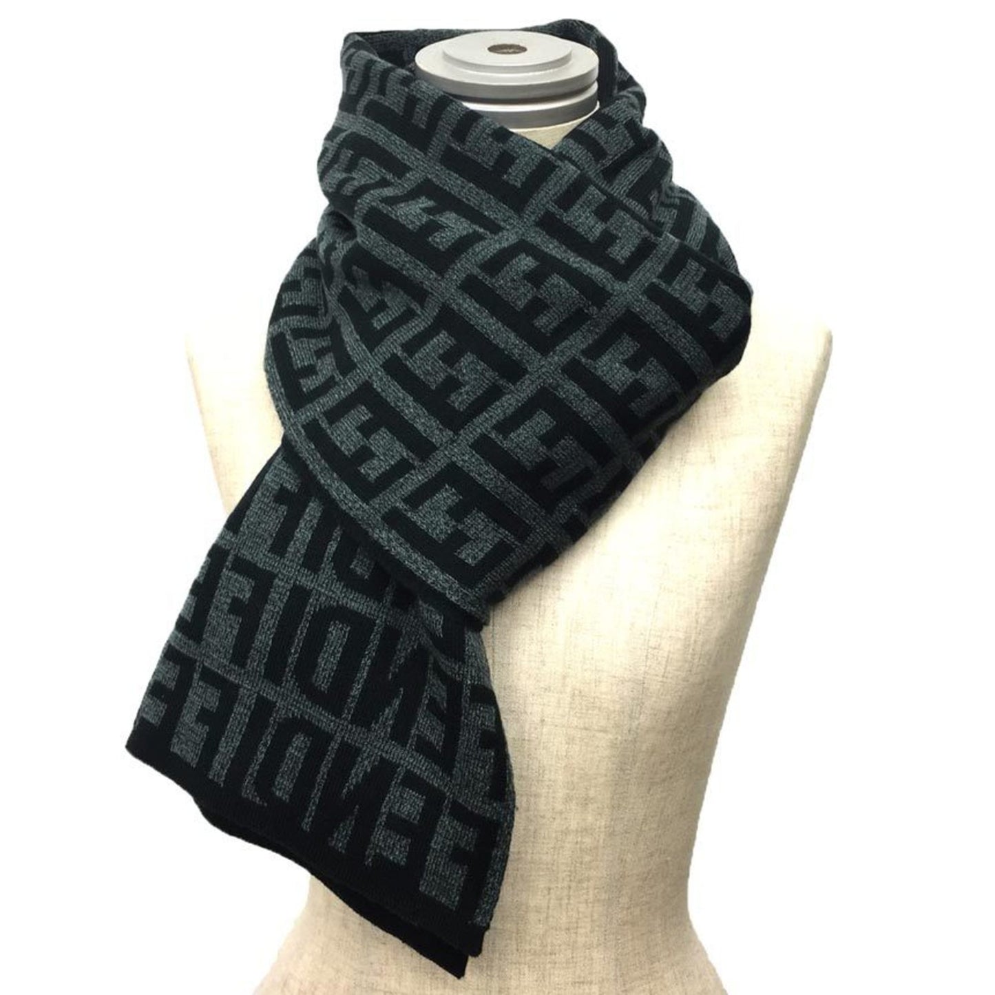 Fendi Zucca Ff Scarf Stole Black X Grey