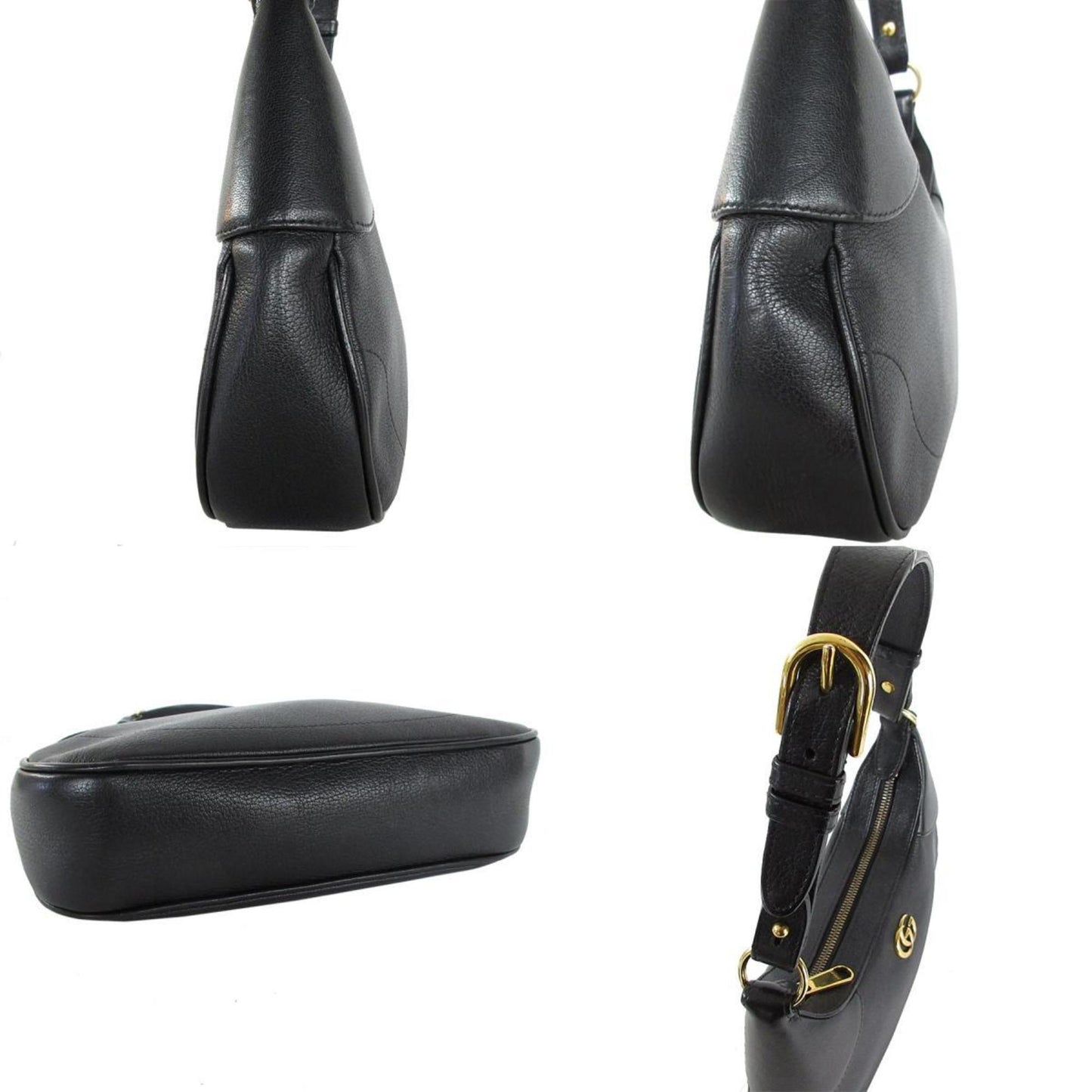 Gucci Shoulder Bag Gg Marmont Leather Black Gold
