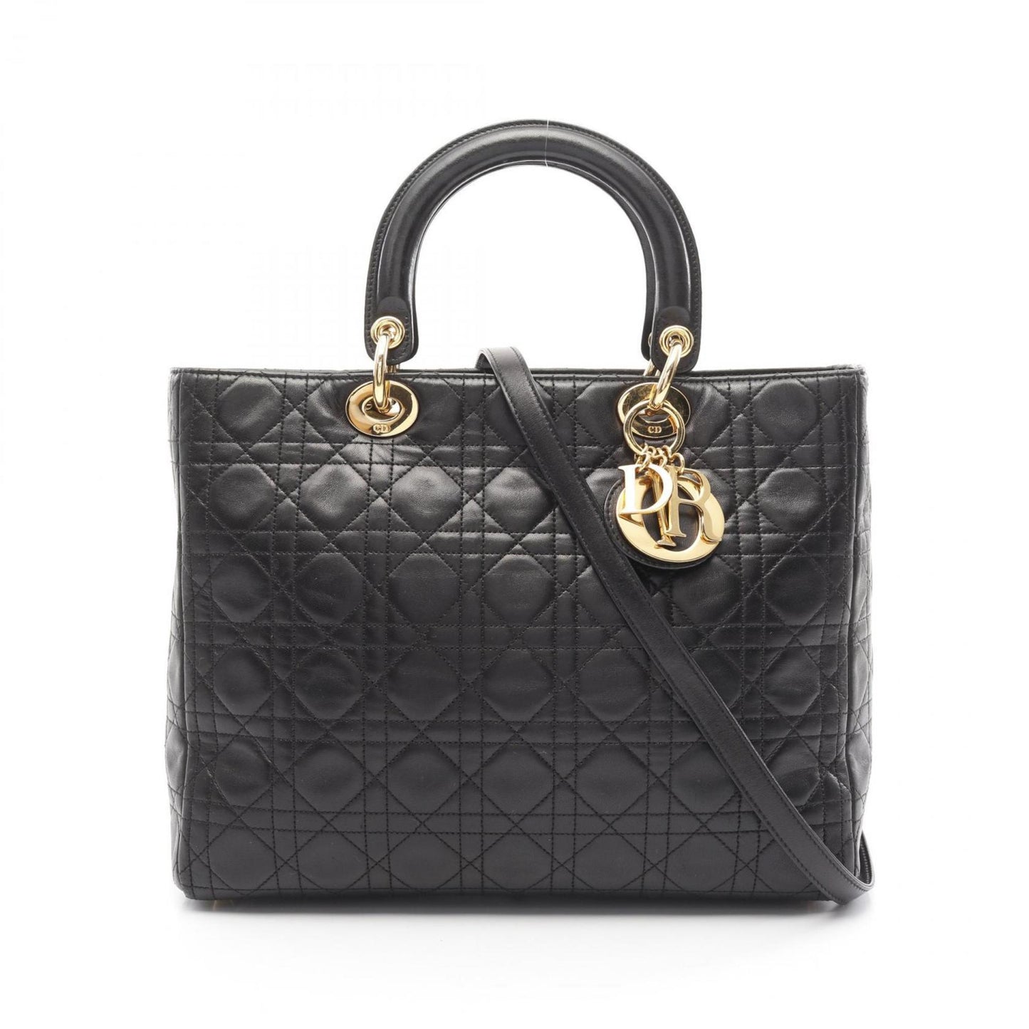 Christian Dior Lady Large Cannage Handbag Bag Leather
