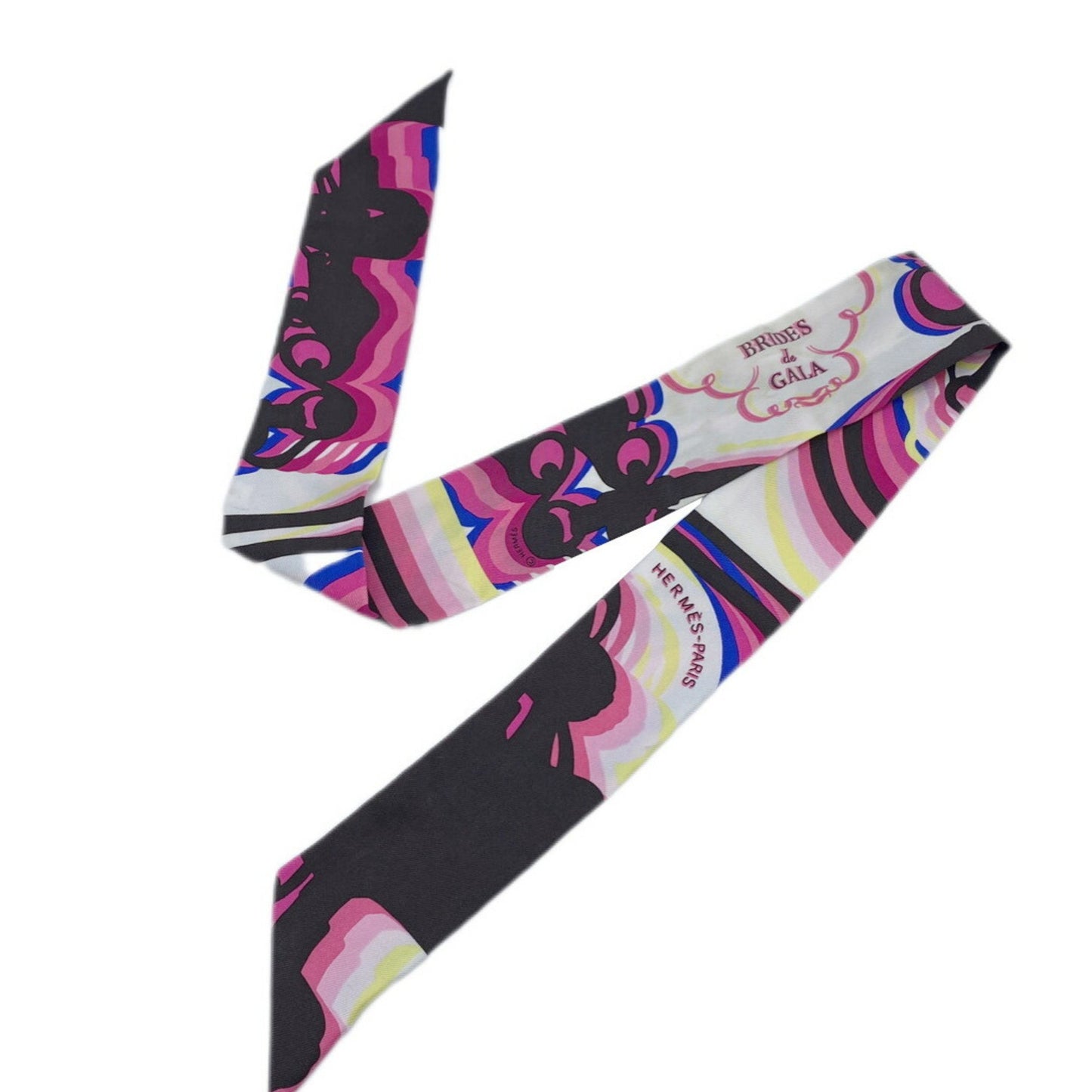 Hermes Twilly Scarf Brides Gala Silk Pink Brown Blue Collar Bag Accessory