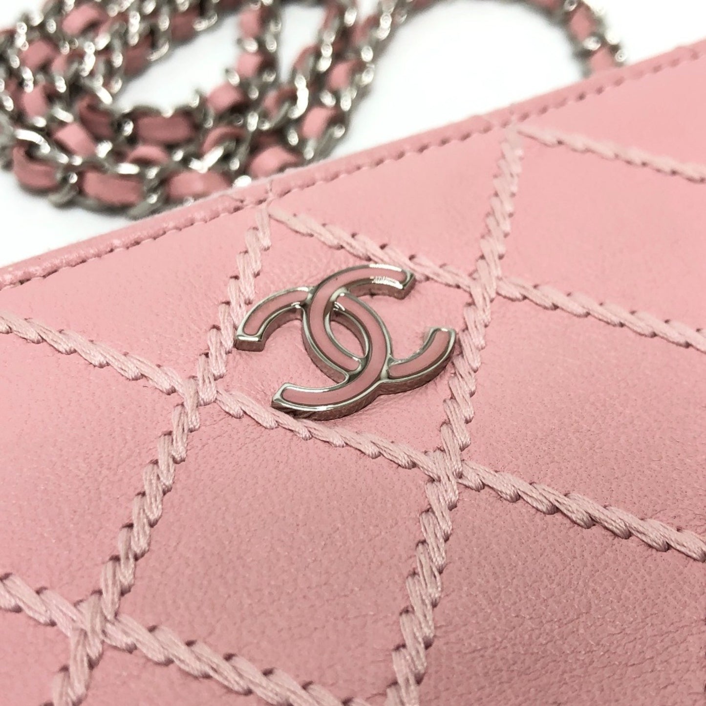 Chanel A82527 Cc Mark Chain Wallet Long Wallet Shoulder Bag Pink Lining Multicolore/Silverhardware