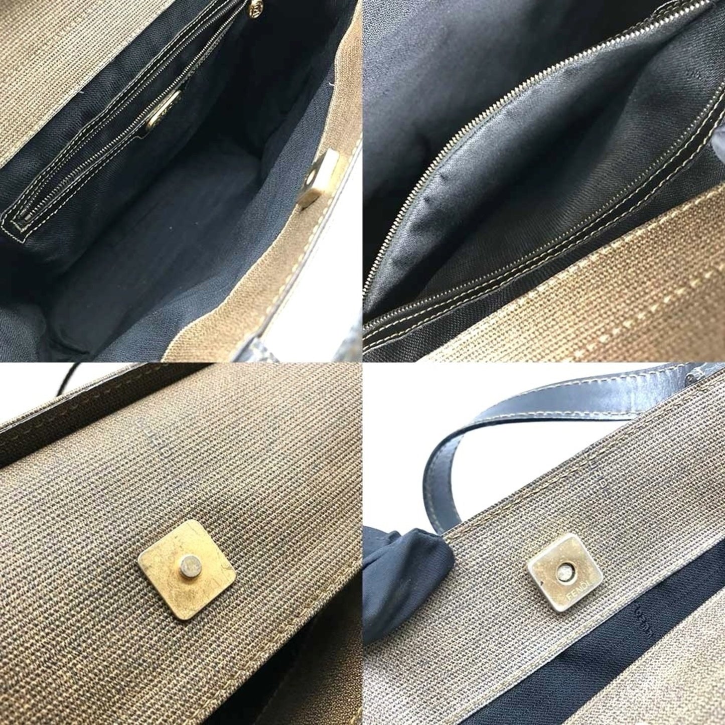 Fendi 1925 Roma Italy Tote Bag Brown Black Leather