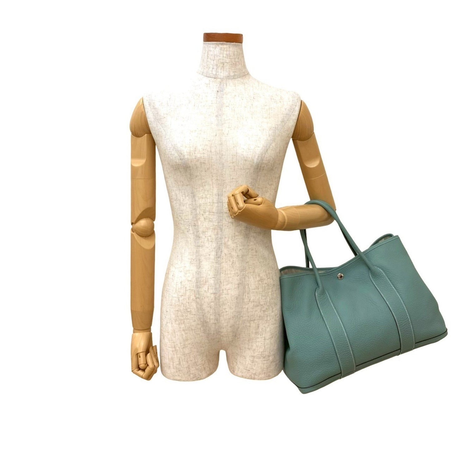 ?P Engraved Hermes Garden Party Pm Negonda Leather Tote Bag/Handbag In Light Blue