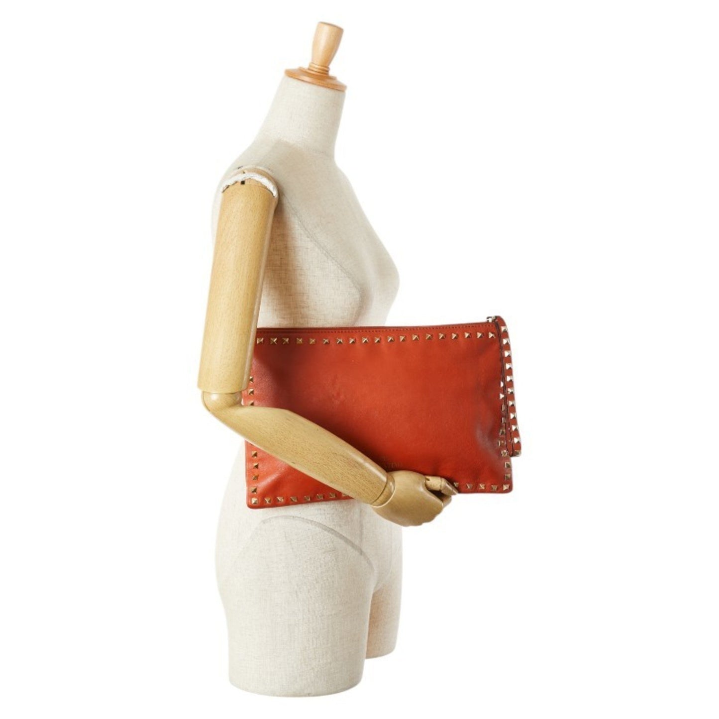 Valentino Rockstud Clutch Bag/Second Bag In Orange Leather