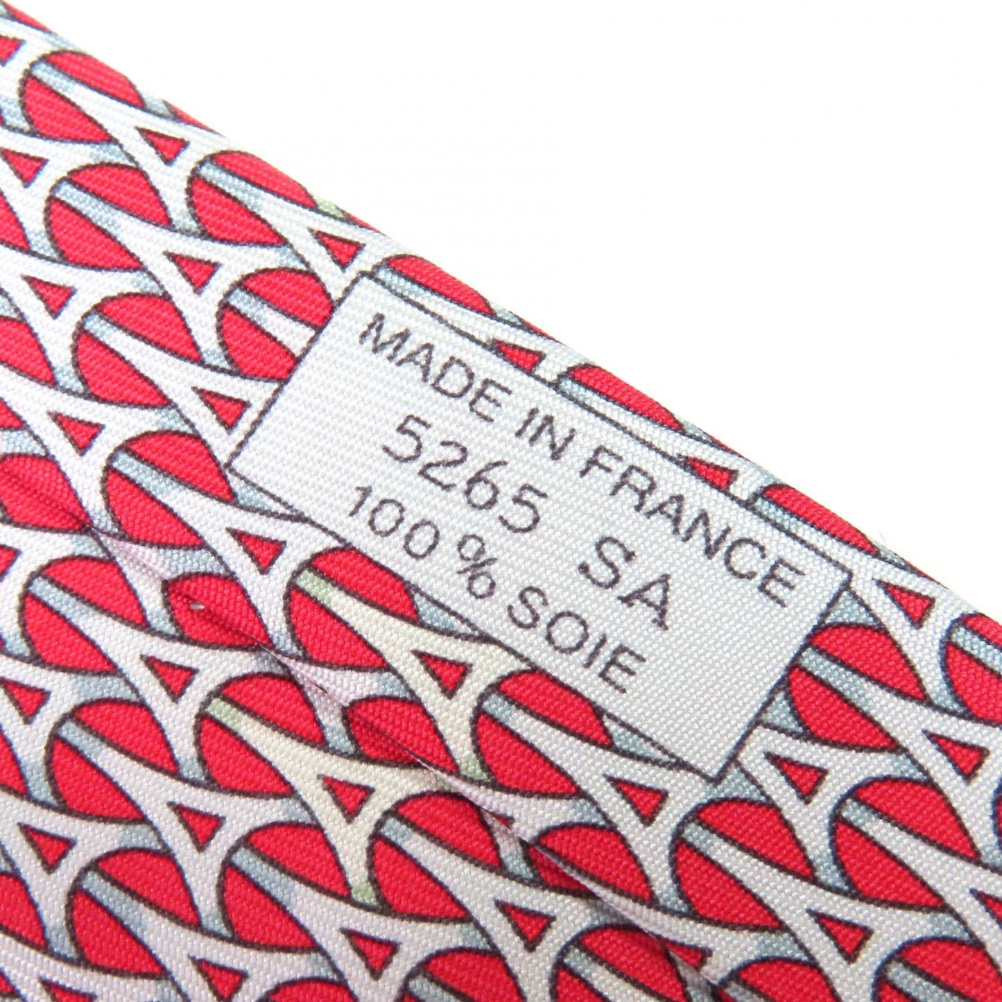 Hermes 5265 Sa 100% Silk Geometric Print Cravat Tie In Red With Box