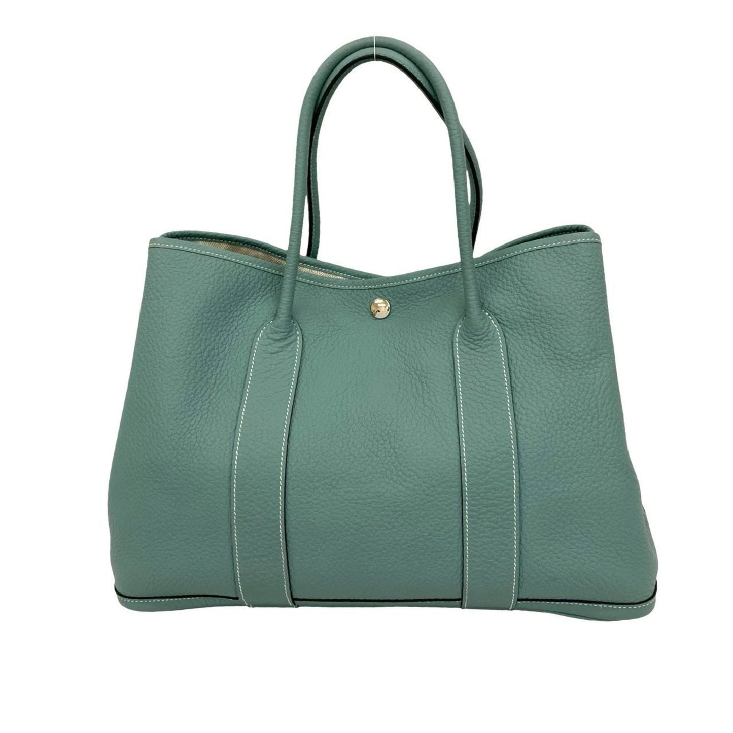 ?P Engraved Hermes Garden Party Pm Negonda Leather Tote Bag/Handbag In Light Blue