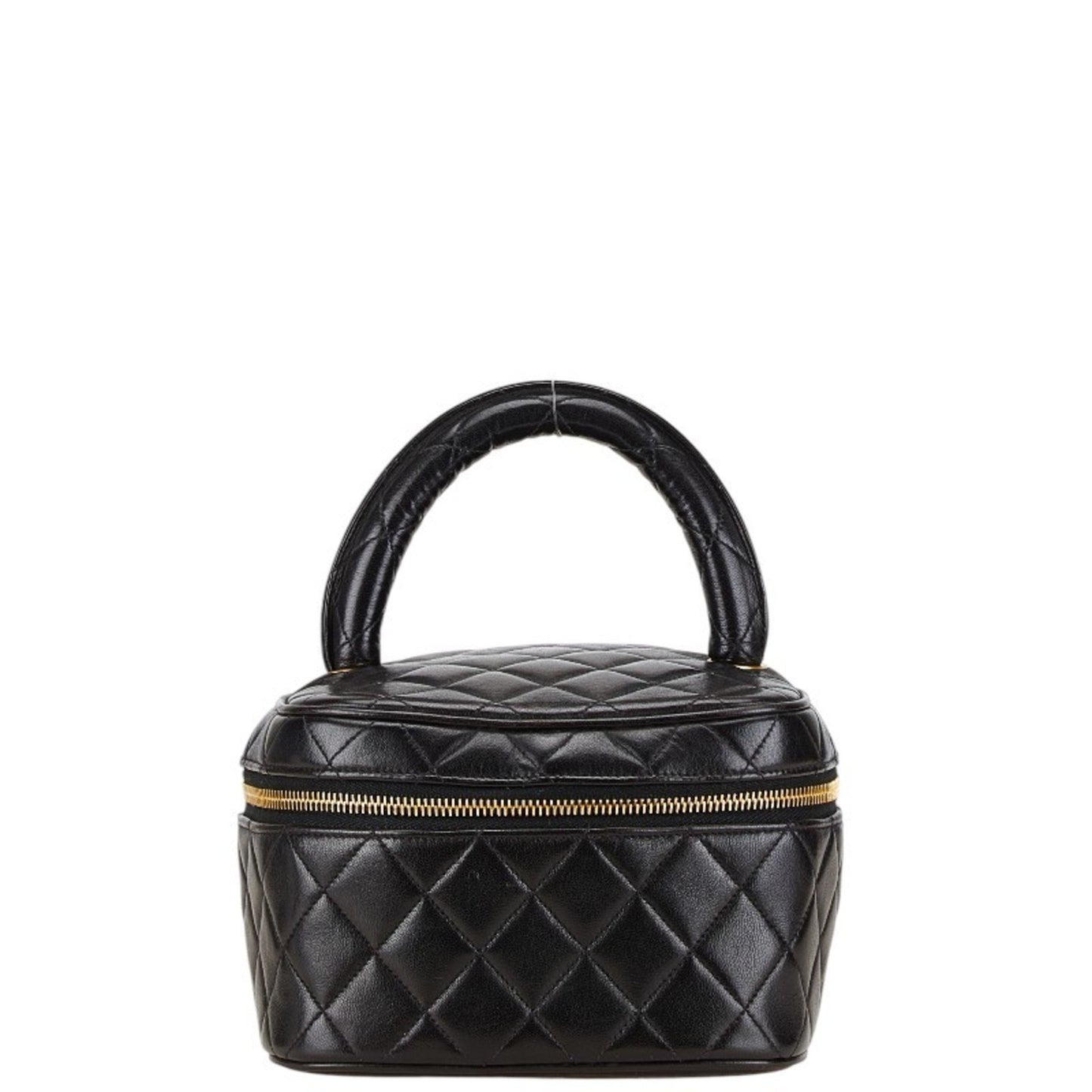 Chanel Matelasse Coco Mark Vanity Bag In Black Lambskin