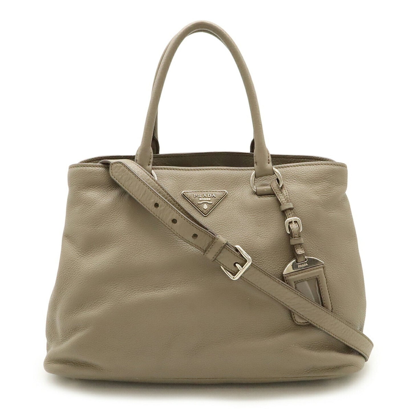 Prada Triangle Handbag/Tote/Shoulder Bag In Leather