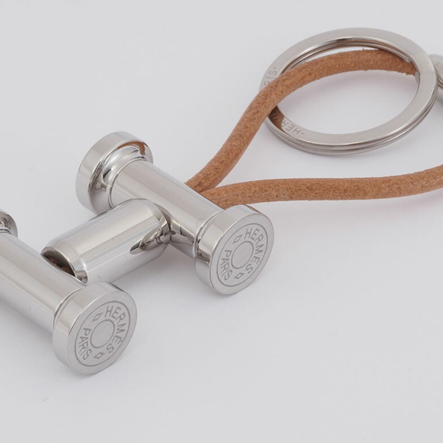 Hermes Keychain "Mobile H" Key Ring Beige | Silver H077361Fj00