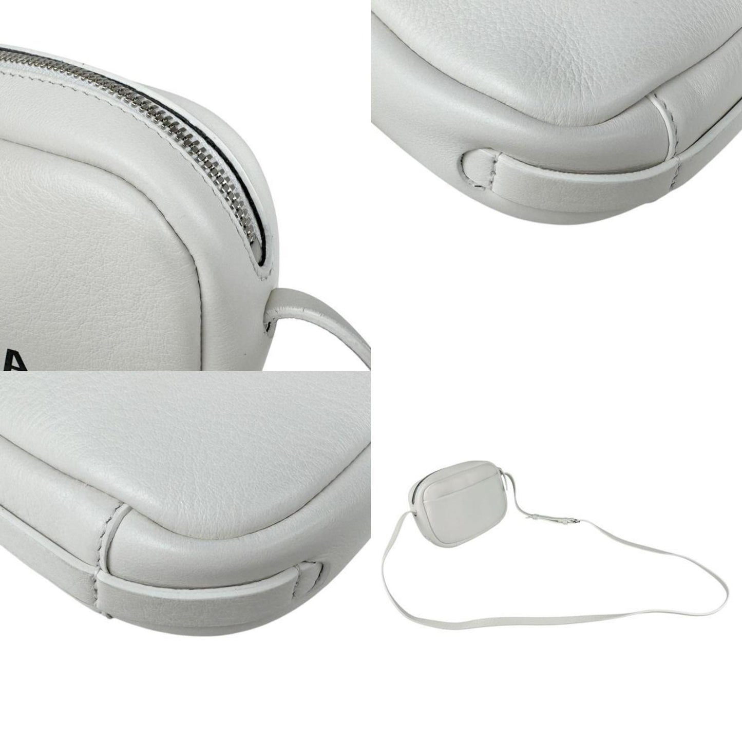 Balenciaga Shoulder Bag Everyday Camera Xs Leather Off-White Silver
