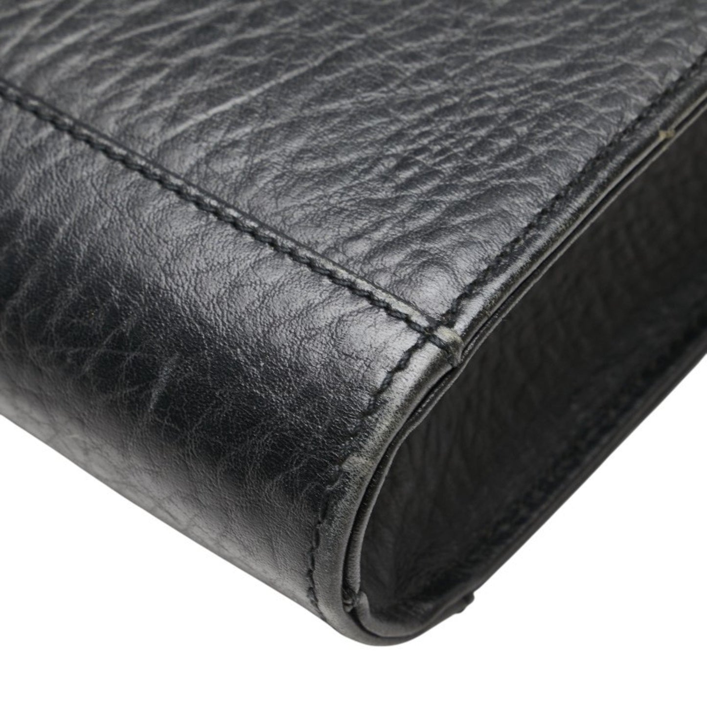Burberry'S Check Lining Business Bag Briefcase In Black Leather