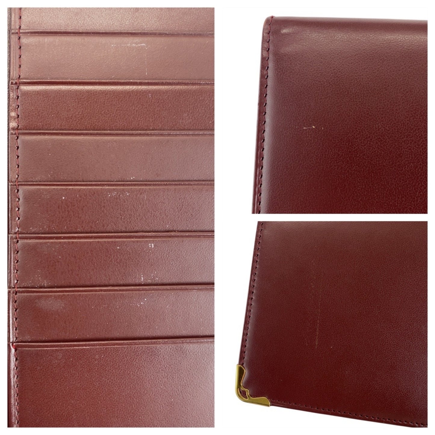 Cartier Must Line Bordeaux Gold Hardware Leather Long Wallet