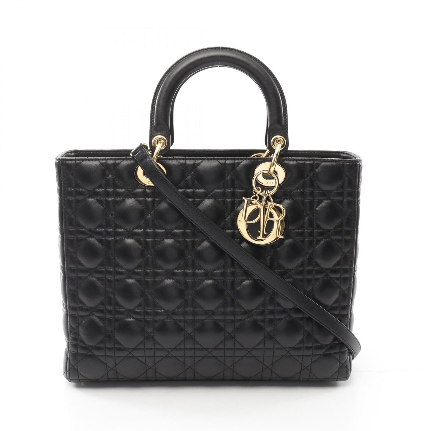 Christian Dior Dior Lady Large Cannage Handbag Leather