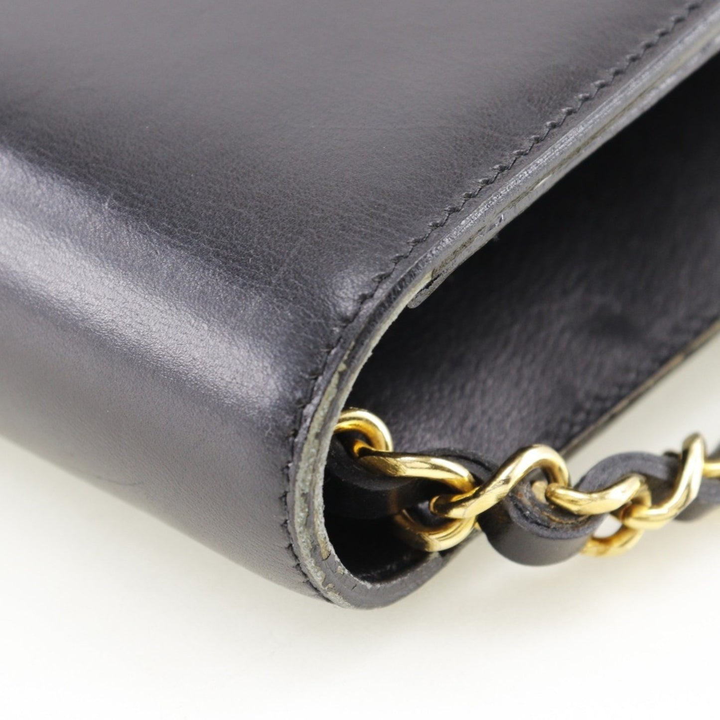 Chanel Chanel Chain Shoulder Bag Coco Mark Calf Black Snap Button Chainshoulder