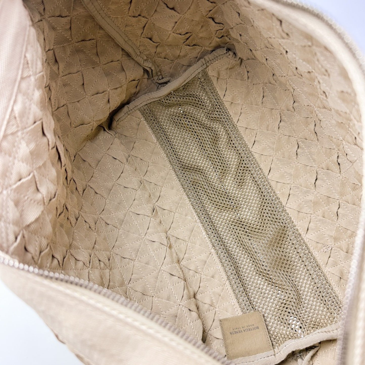 Bottega Veneta Bottega Veneta Intrecciato Webbing Line Canvas Shoulder Bag Beige