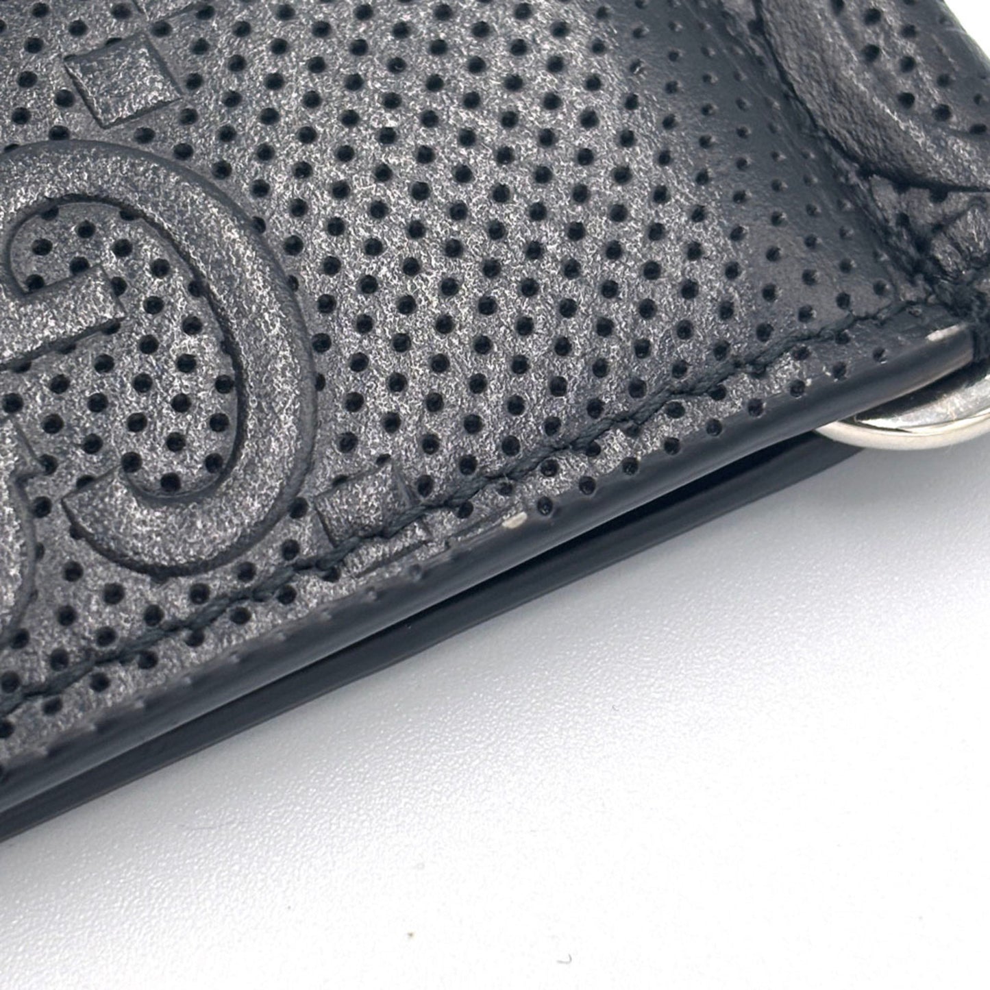 Gucci Gg Embossed Money Clip 676656 Black Leather Bill Wallet Bi-Fold