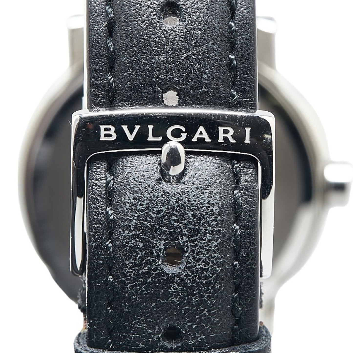 Bvlgari Solotempo Watch St29S Quartz Black Dial Stainless Steel Leather
