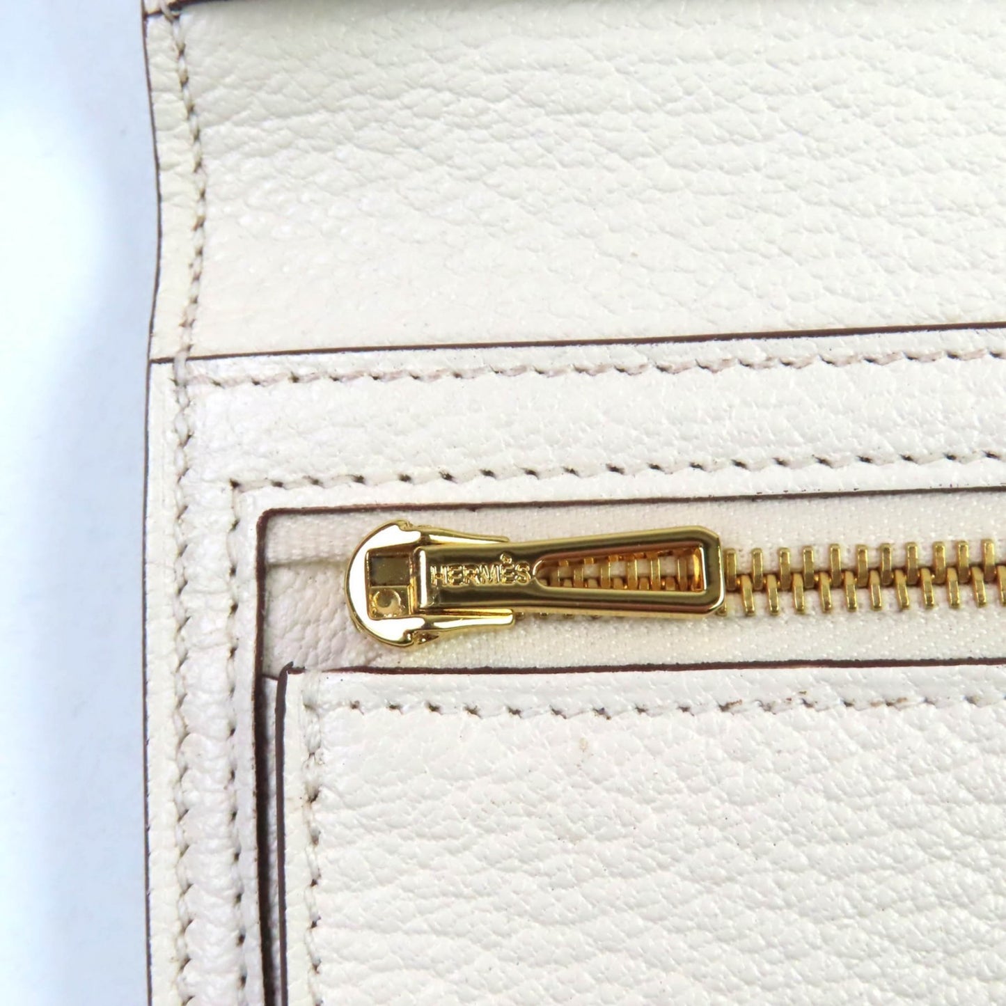 Hermes Bearn Soufflet Nata Chevre Long Wallet With Gold Hardware