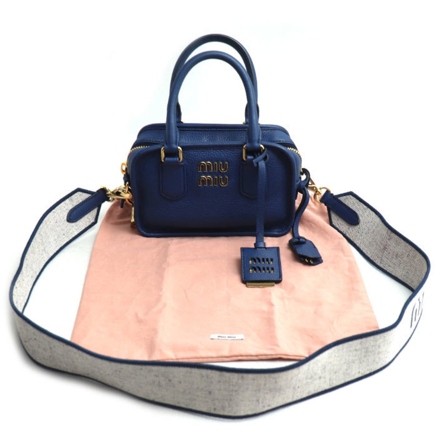 Miumiu Miu 2-Way Shoulder Bag Blue 5Bb123 2F57 F0016